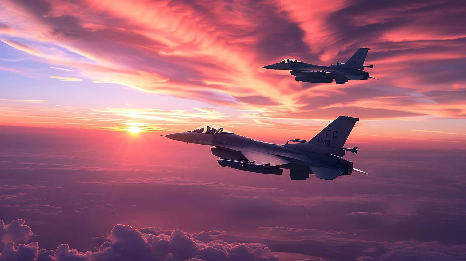 F-16 Fighting Falcon Models Soar Pink — free download from Dotvec