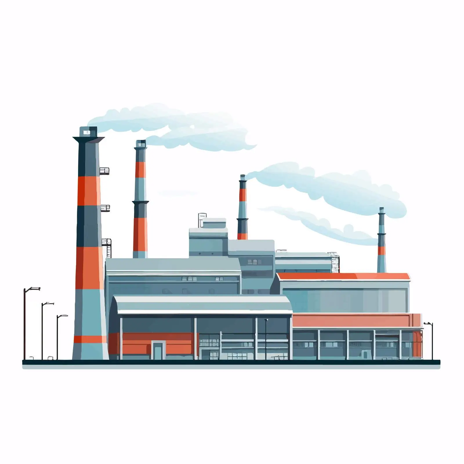 Factory Building Facade with Emitting Pipe — free download from Dotvec
