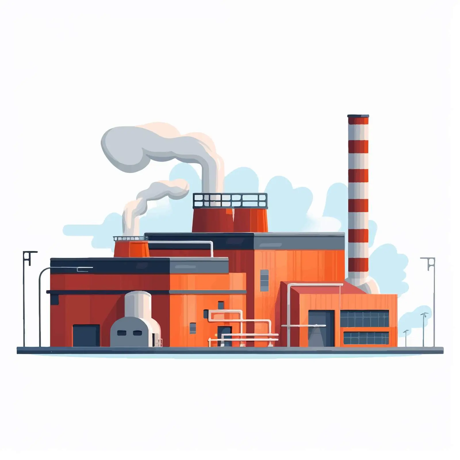 Factory Building Facade with Emission Pipe — free download from Dotvec