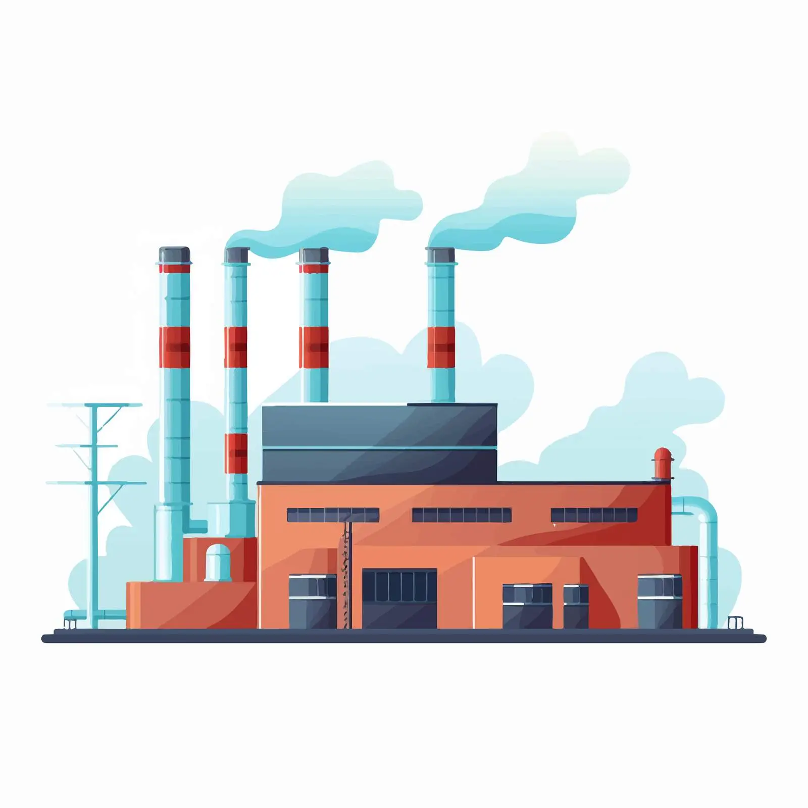 Industrial Factory Building Facade with Emitting Pipe — free download from Dotvec