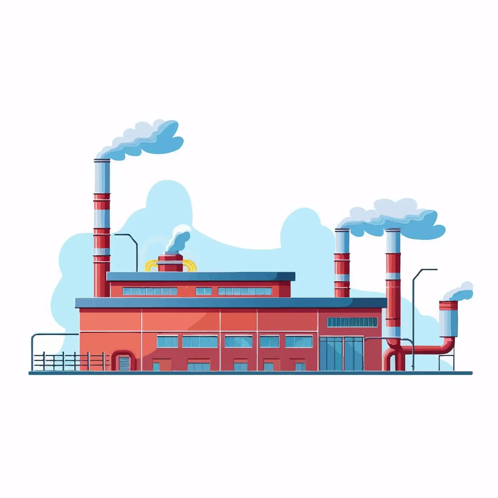 Factory Building Facade with Emitting Pipe — free download from Dotvec