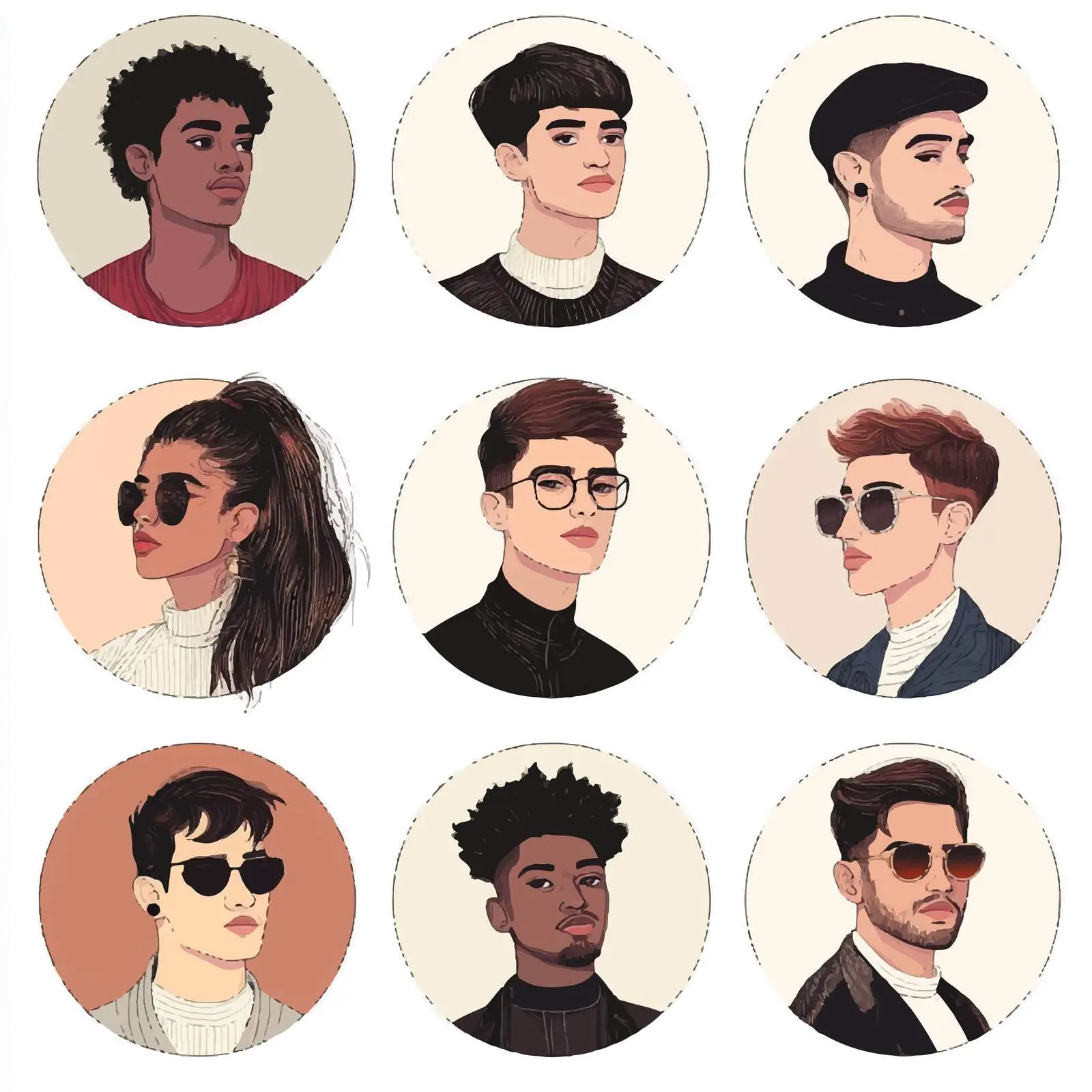 Diverse Character Face Avatars Collection — free download from Dotvec