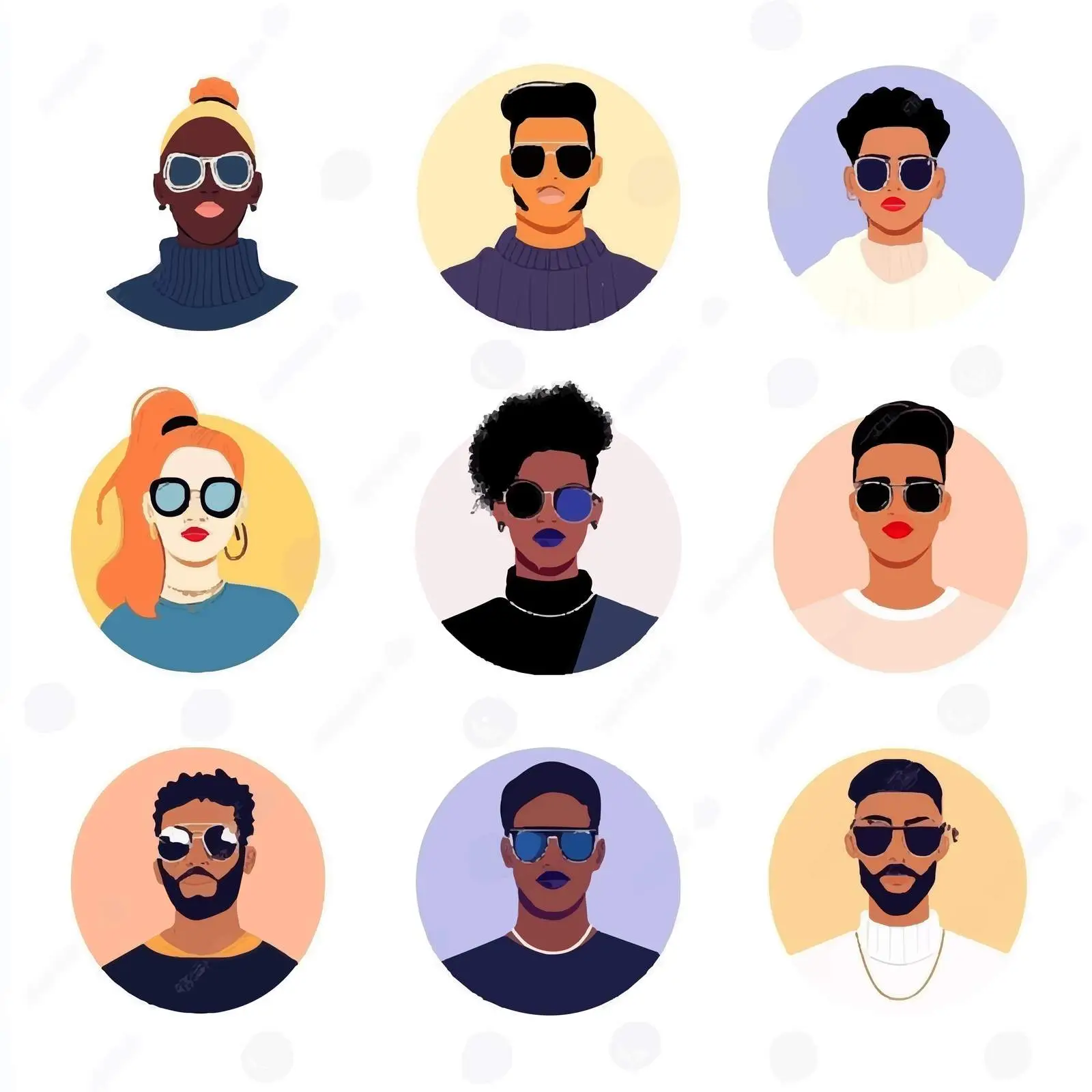 Diverse Character Face Avatars Bundle — free download from Dotvec