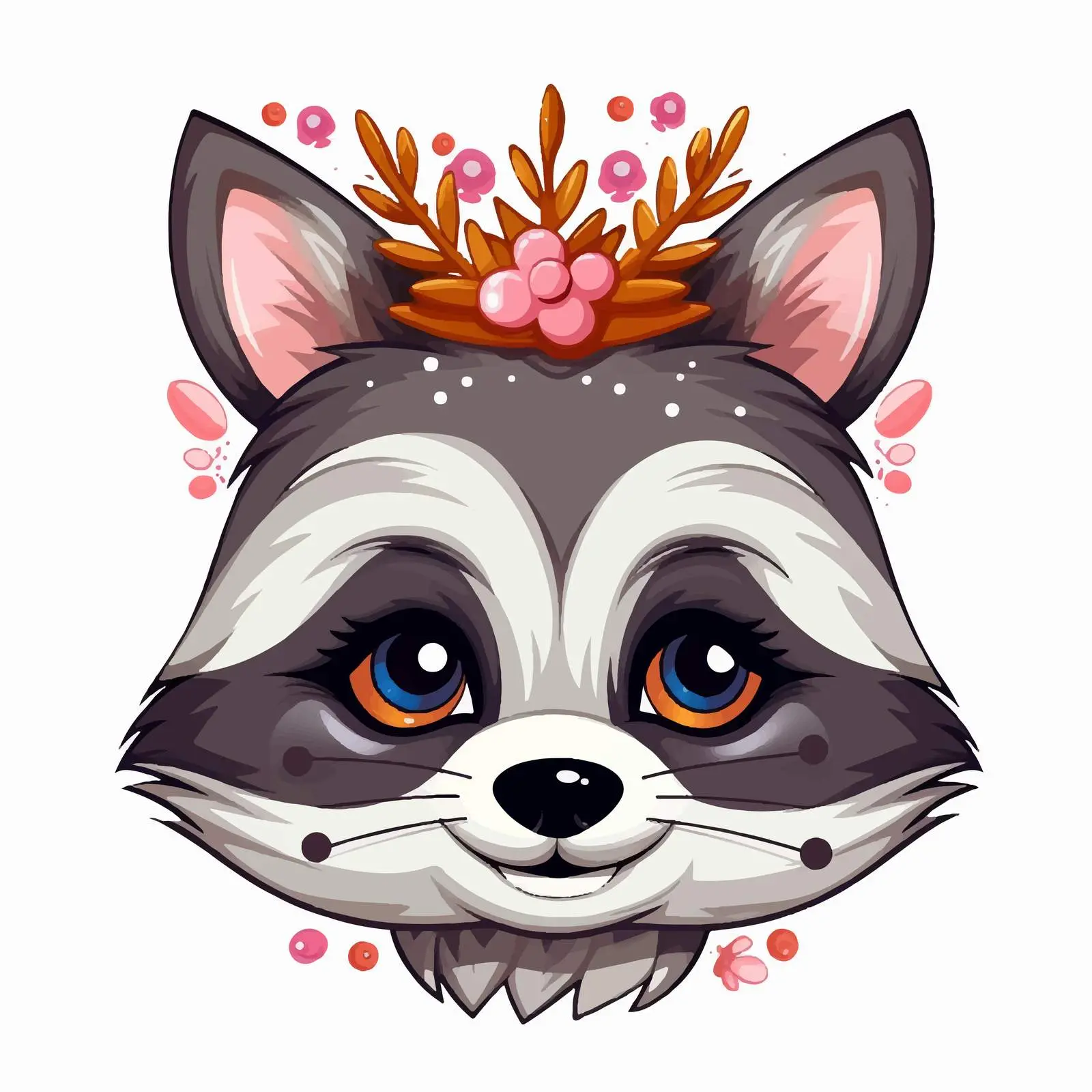 Cute Raccoon in Crown Vector Illustration — free download from Dotvec