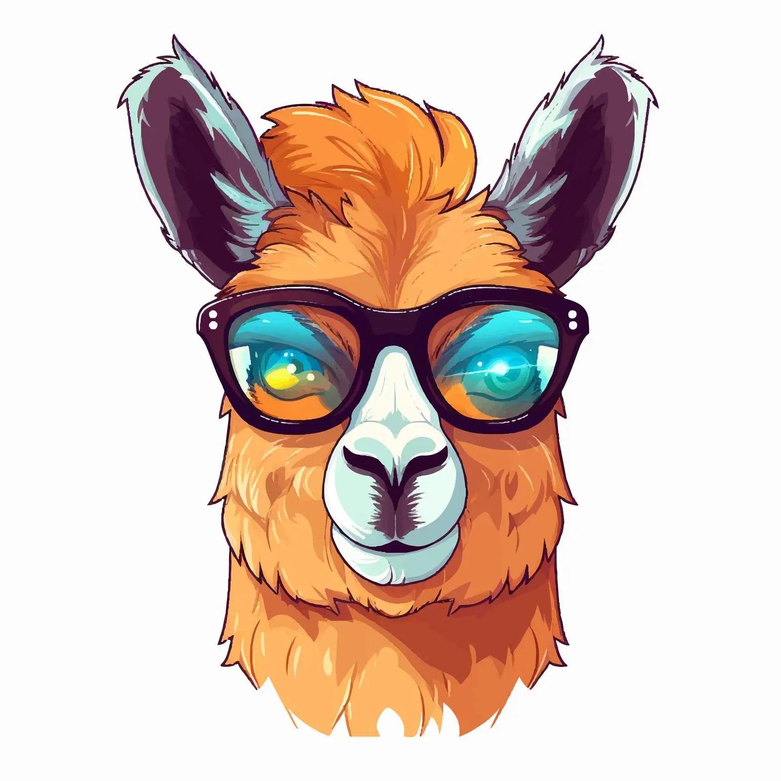 Cute Amusing Llama Face with Glasses Vector — free download from Dotvec