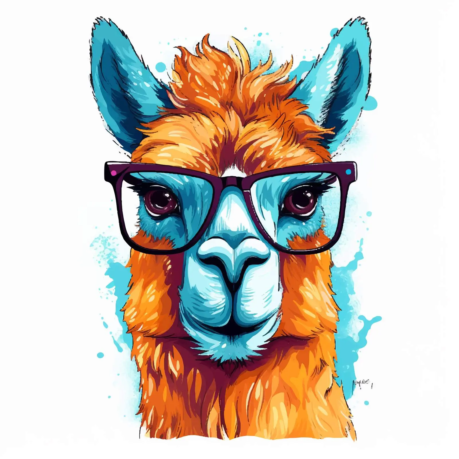 Cute Llama with Glasses Illustration — free download from Dotvec