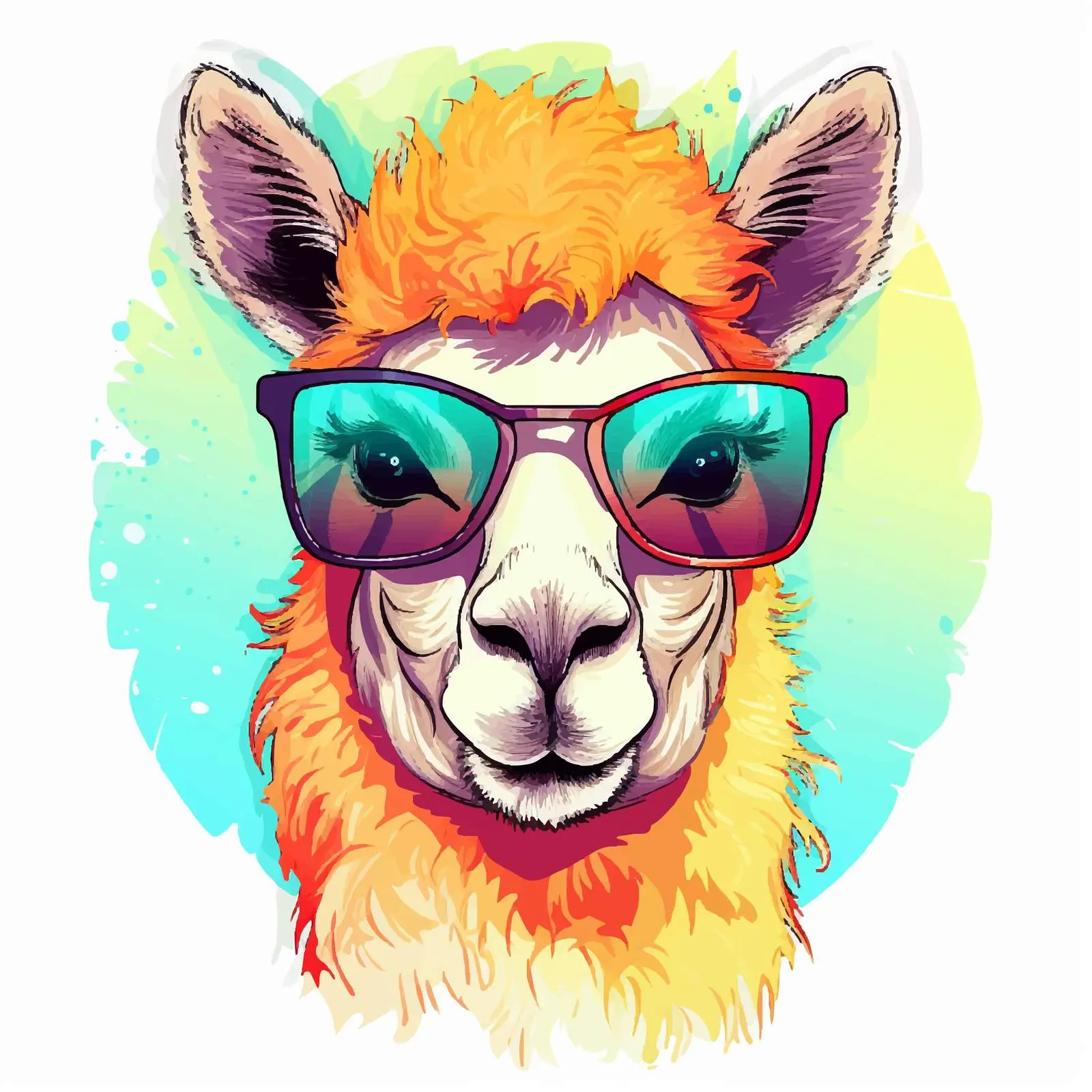 Cute Llama with Glasses Vector Art — free download from Dotvec