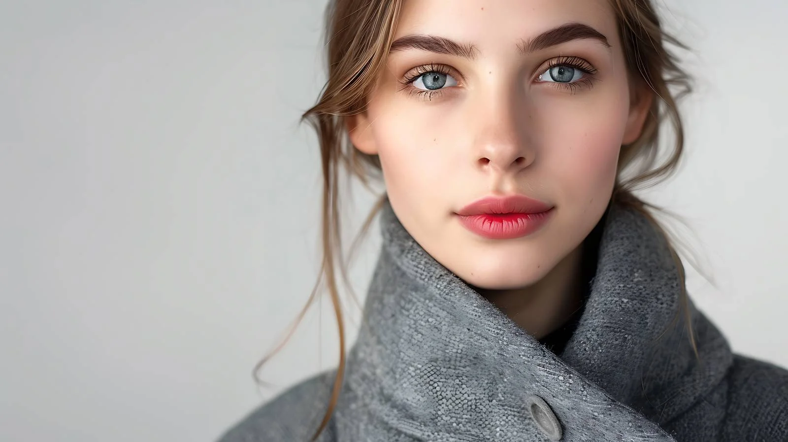 Elegant Young Lady in Stylish Gray Coat — free download from Dotvec