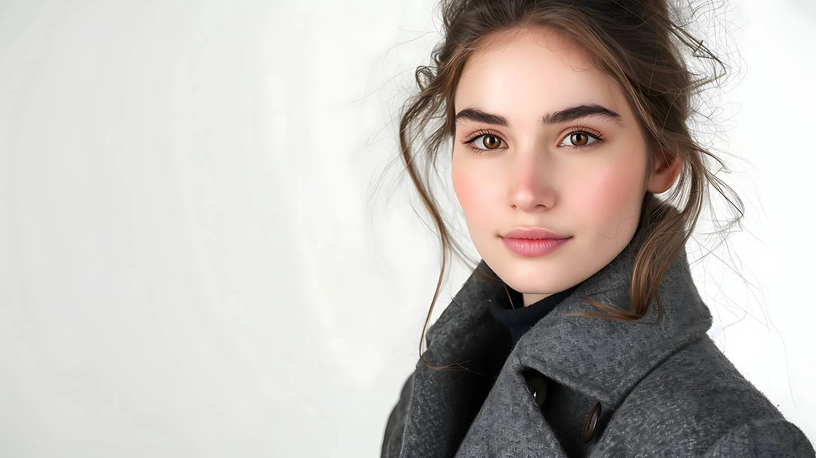 Elegant Young Woman in Stylish Gray Coat — free download from Dotvec