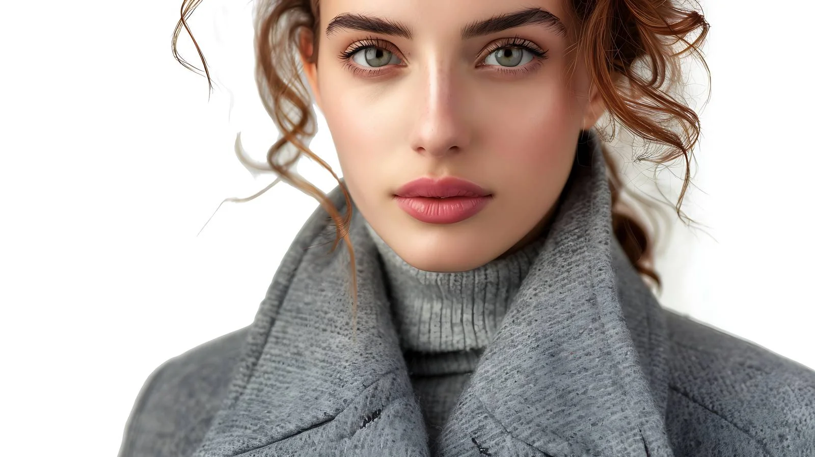 Elegant Young Woman in Gray Coat Portrait — free download from Dotvec