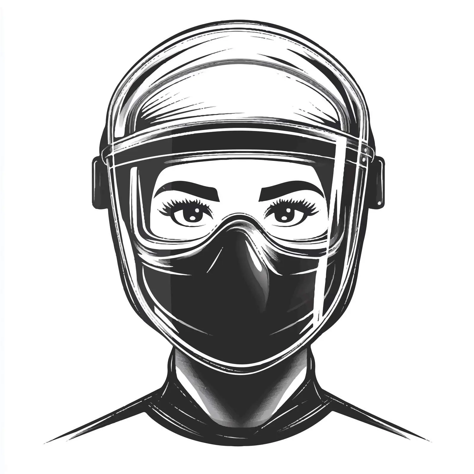 Black and White Face Shield Cartoon Vector Illustration — free download from Dotvec