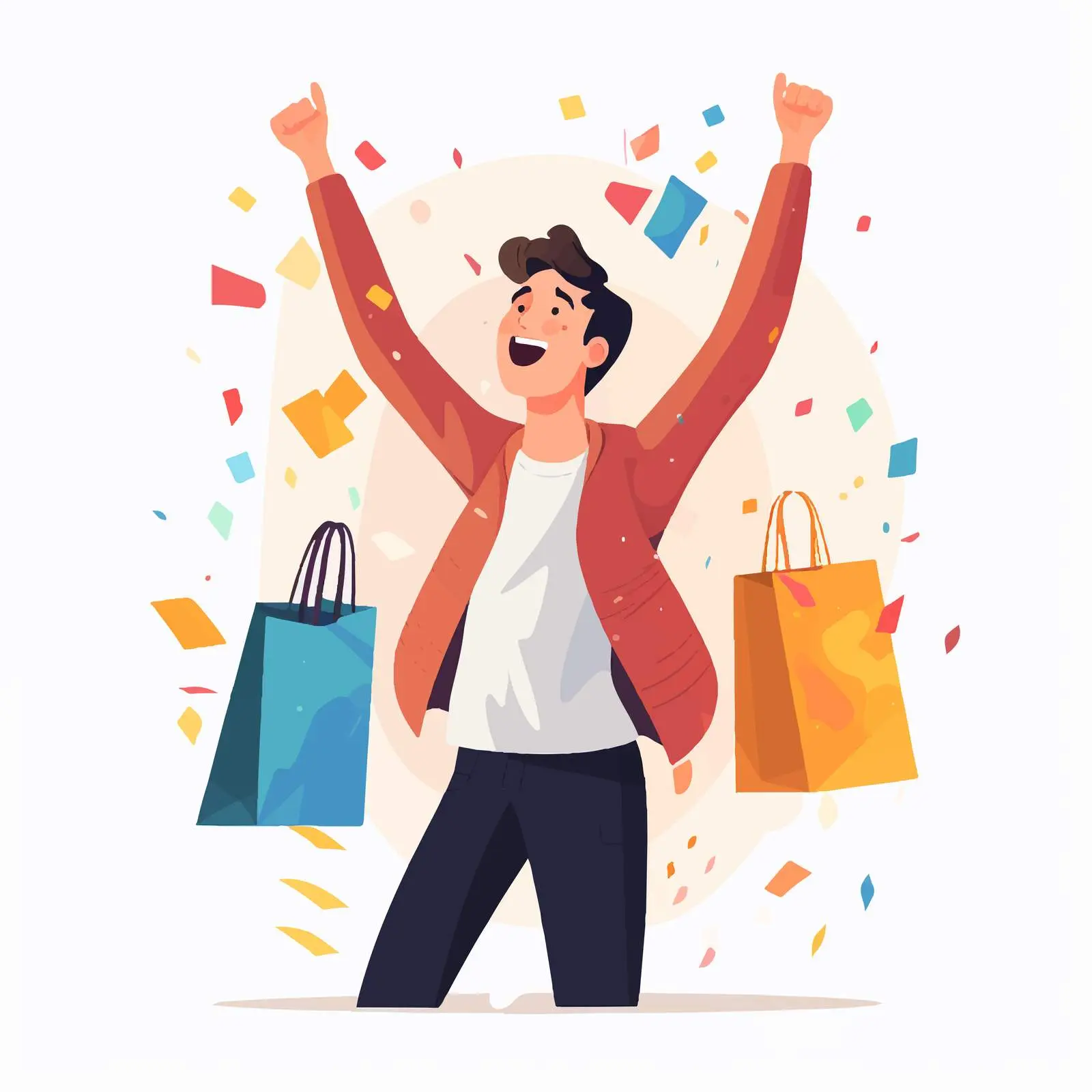 Excited Shopper with Paper Bag Vector — free download from Dotvec