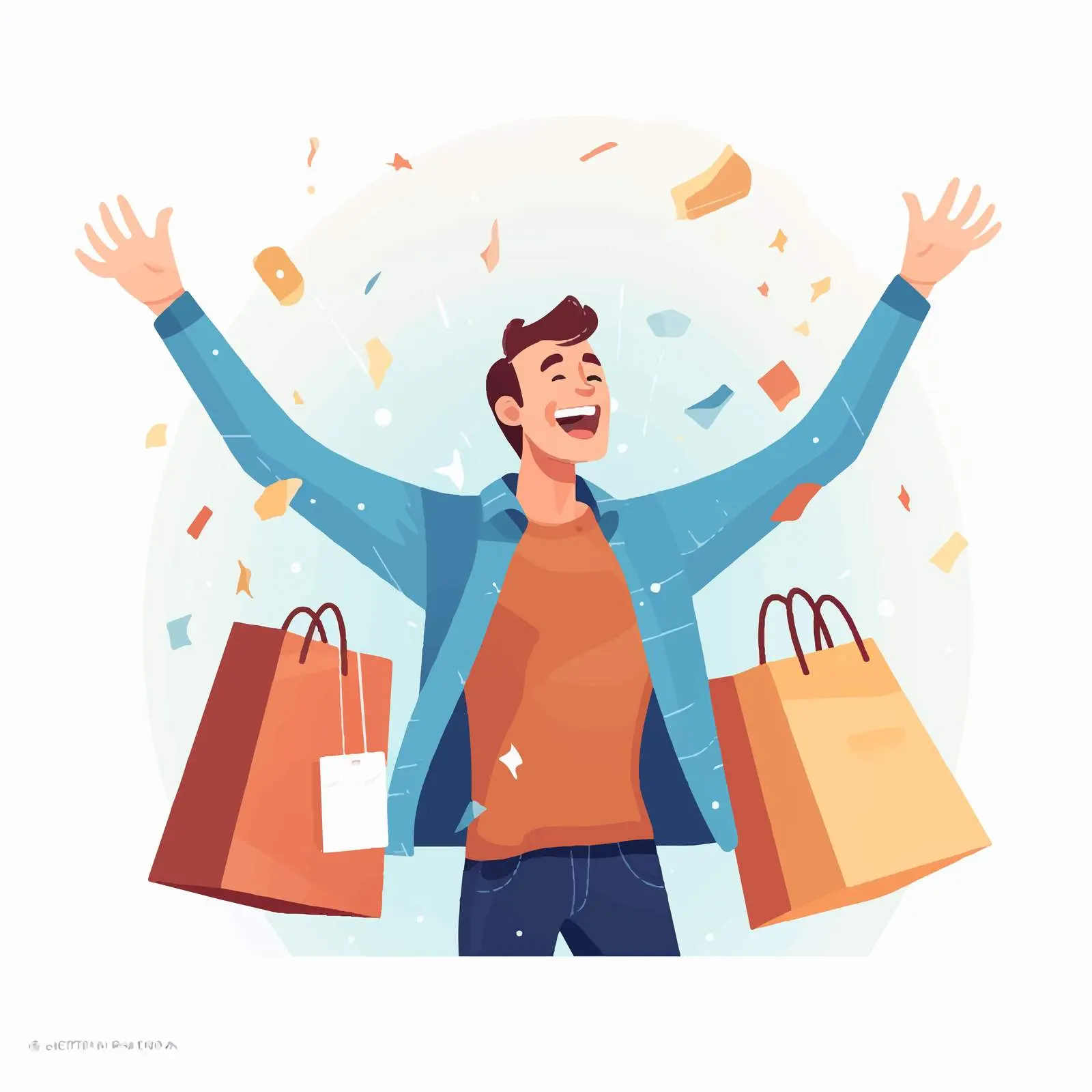 Excited Shopper with Paper Bag Vector Illustration — free download from Dotvec