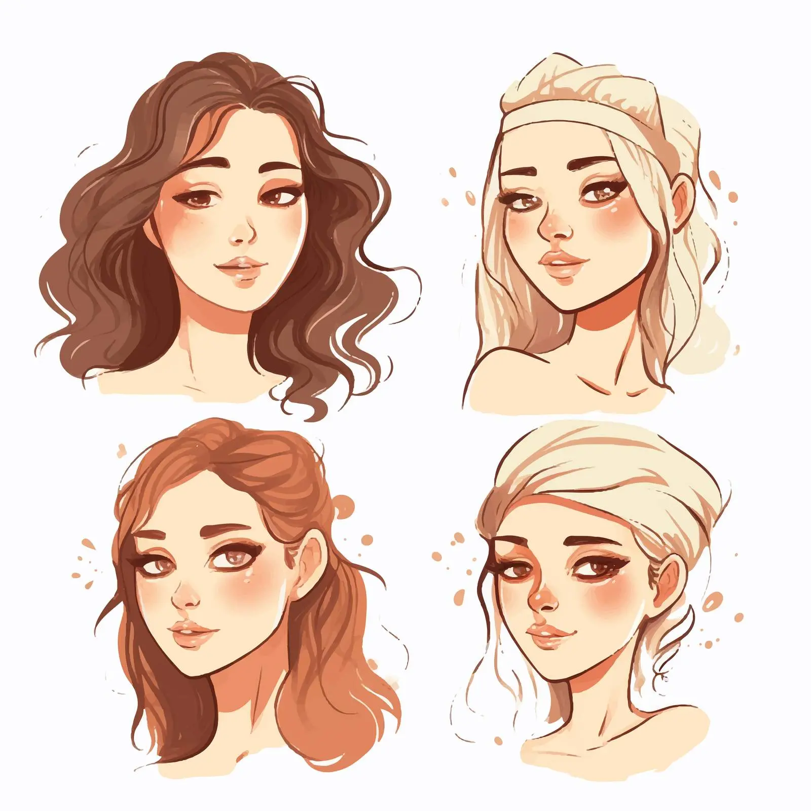 Happy Girls with Perfect Skin Portraits – free glowing image from Dotvec