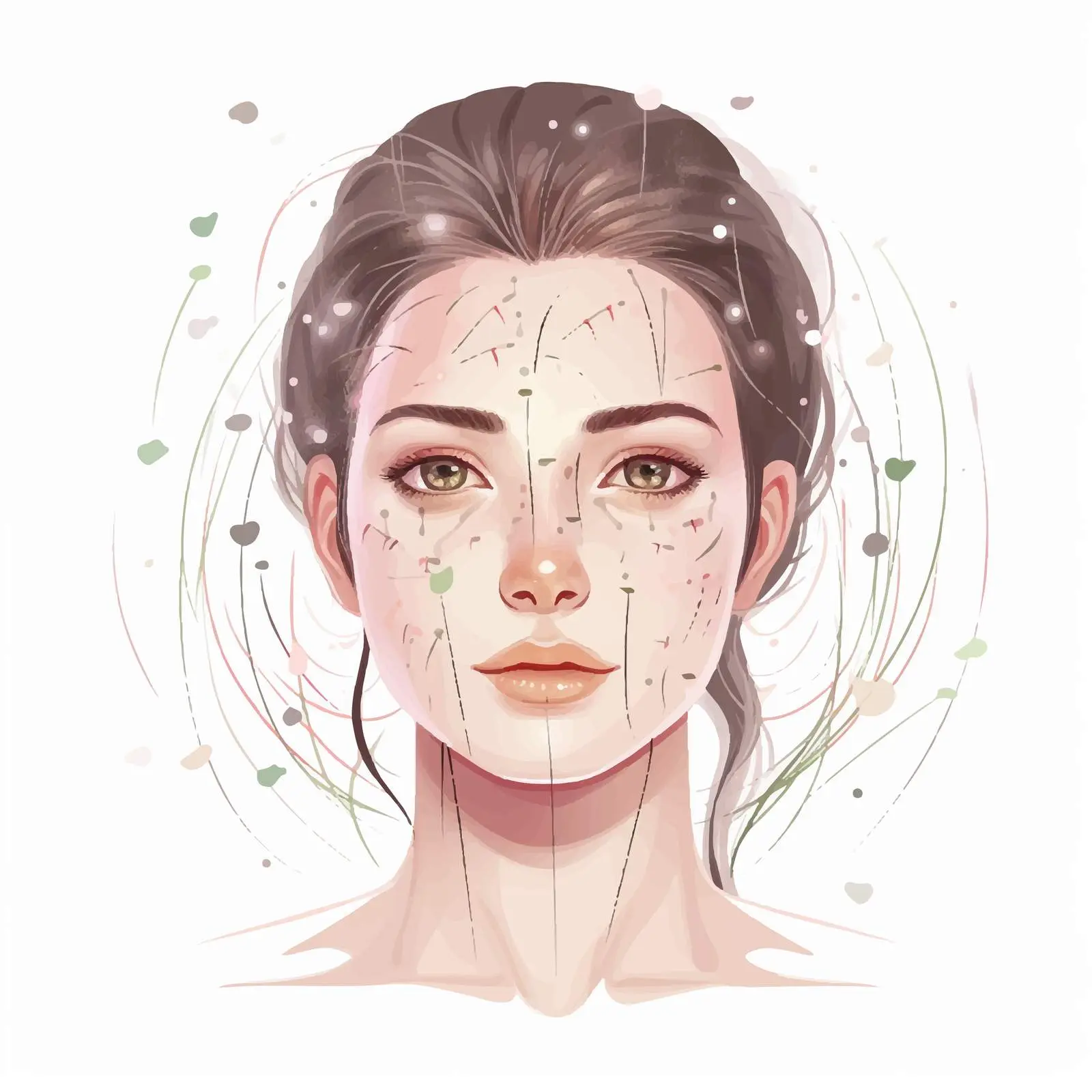Girl Portrait with Facial Massage Markings — free download from Dotvec