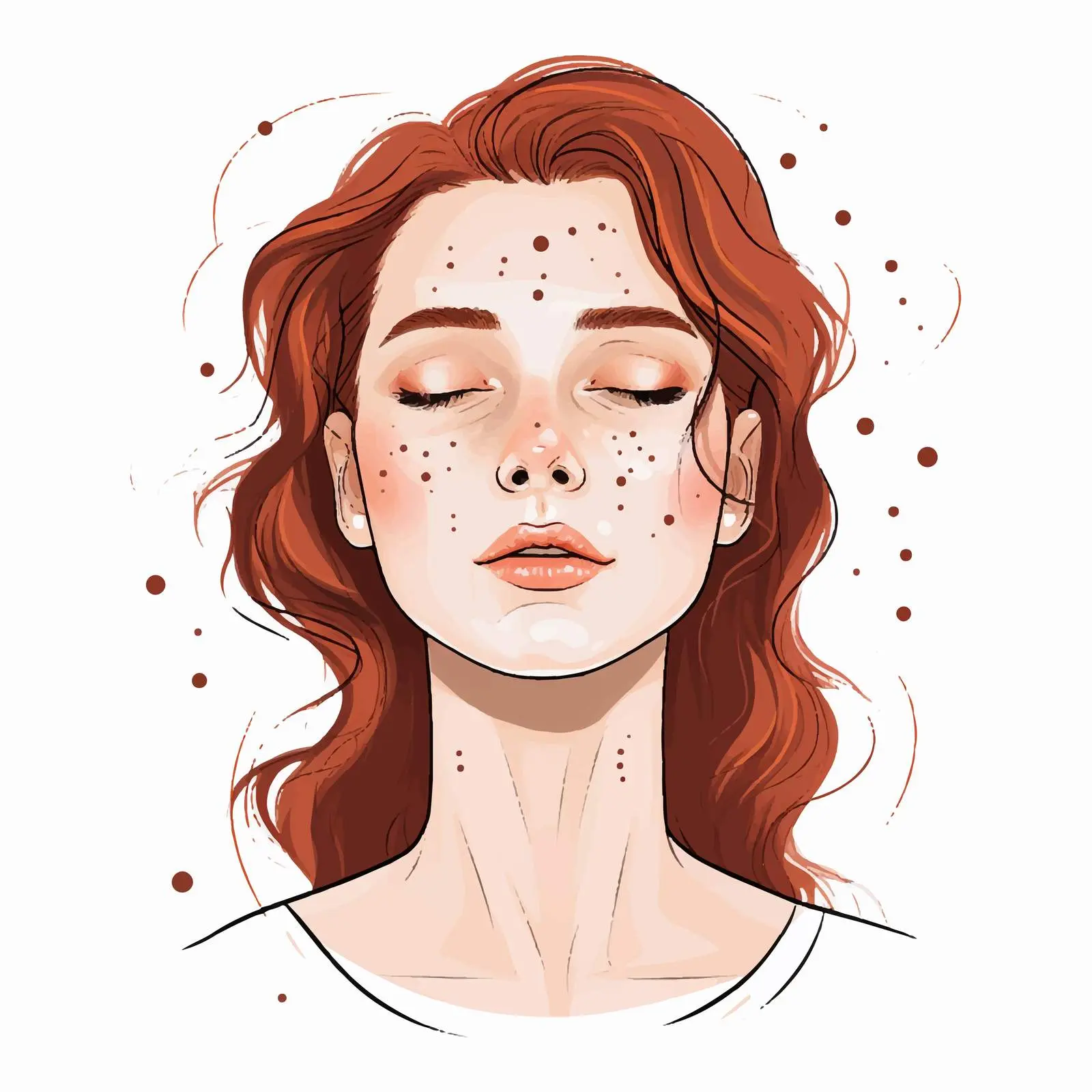 Girl Portrait with Facial Massage Markings – free beauty therapy image from Dotvec