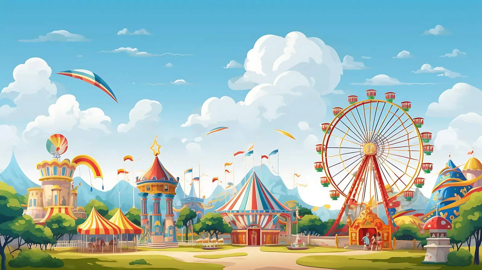 Panoramic Amusement Park Scene — free download from Dotvec