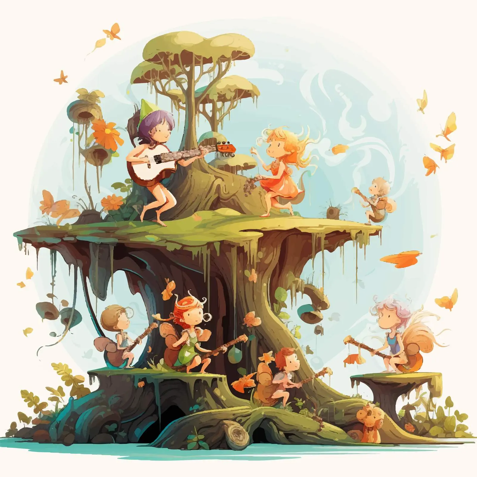 Fairies Playing Music in Whimsical Forest — free download from Dotvec