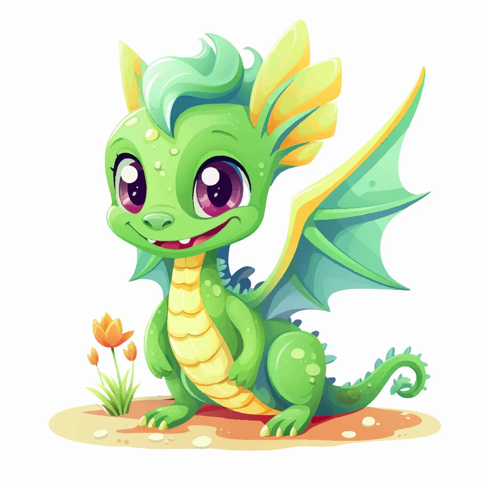 Cute Fairy Dragon Baby Character Vector — free download from Dotvec