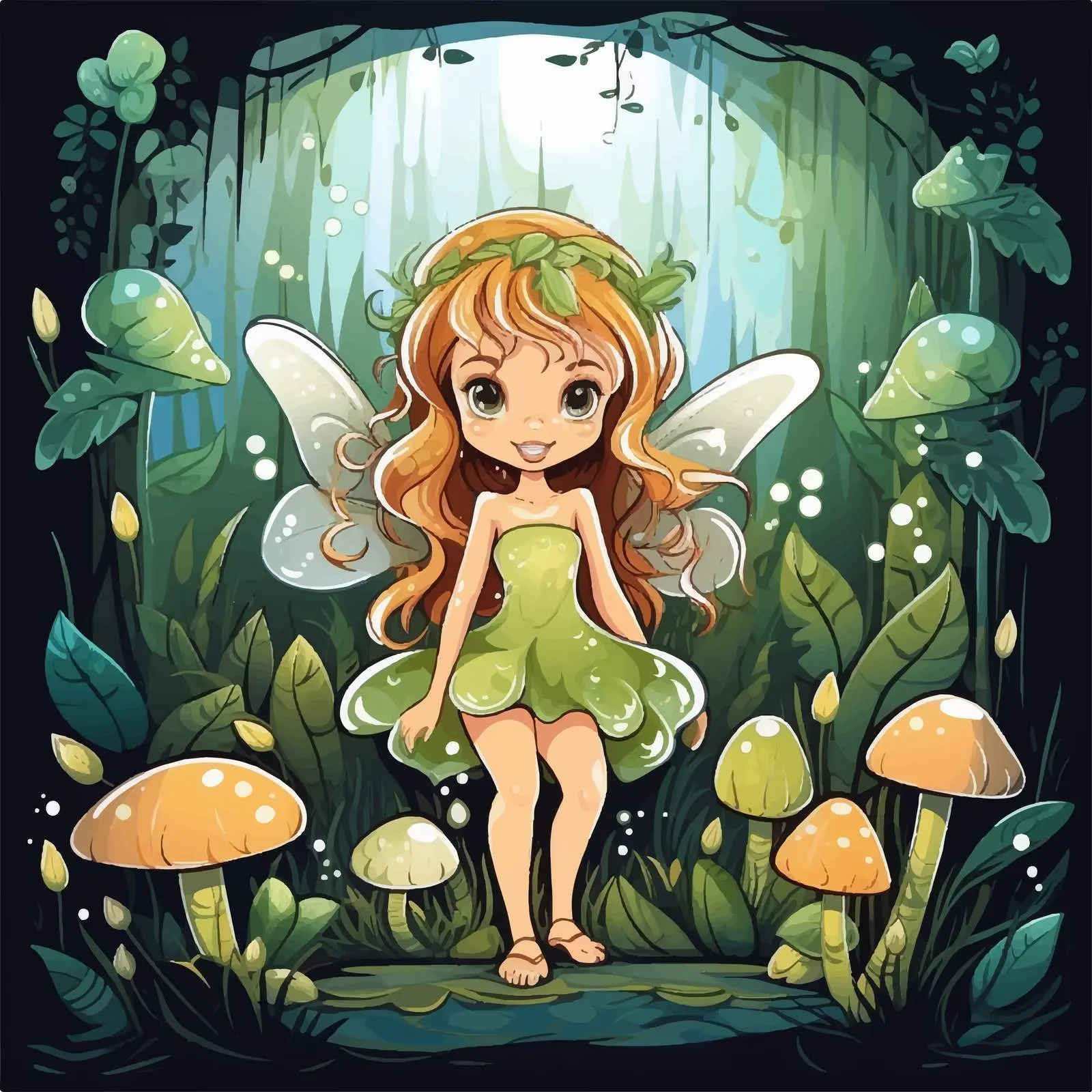 Enchanting Fairy Girl in Forest Illustration — free download from Dotvec