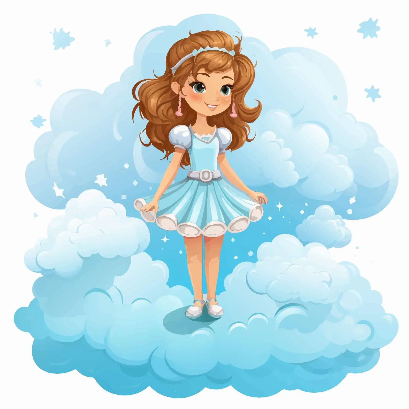Fairy Girl Standing on Cloud Illustration Vector — free download from Dotvec
