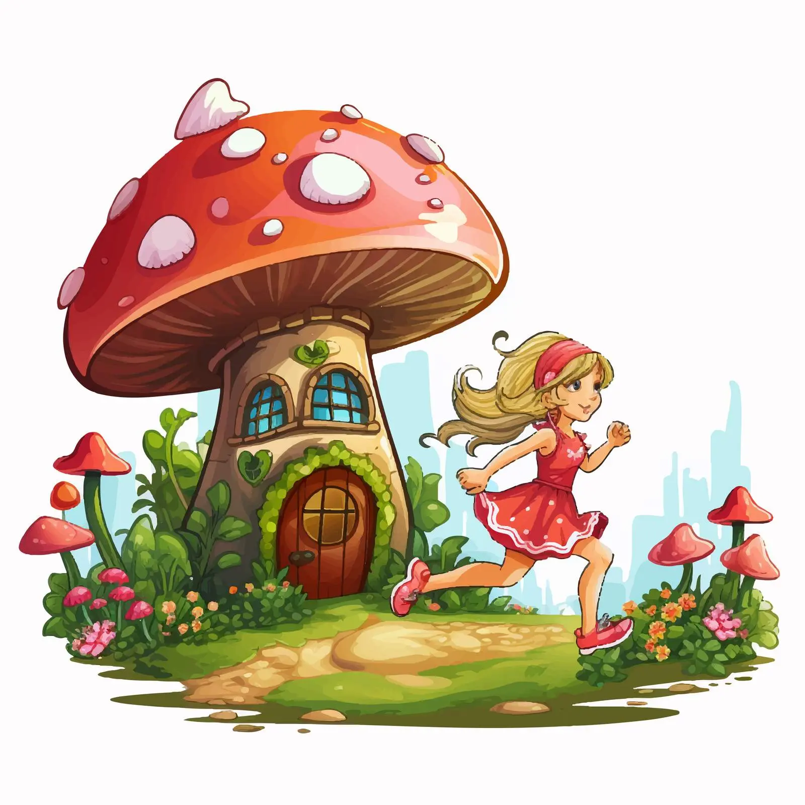 Fairy Running by Mushroom House Vector Art — free download from Dotvec