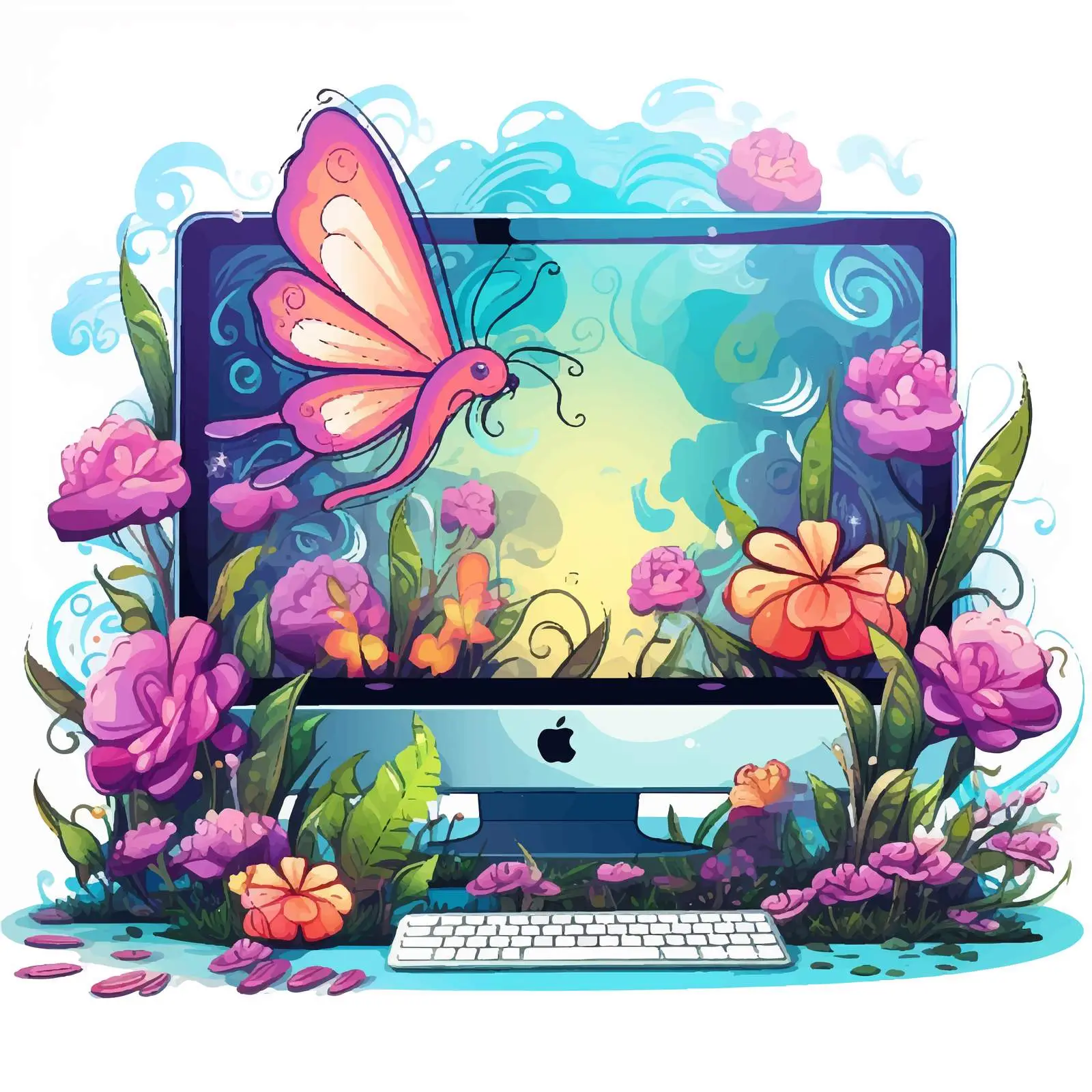 Whimsical Fairy Scene Desktop Illustration — free download from Dotvec