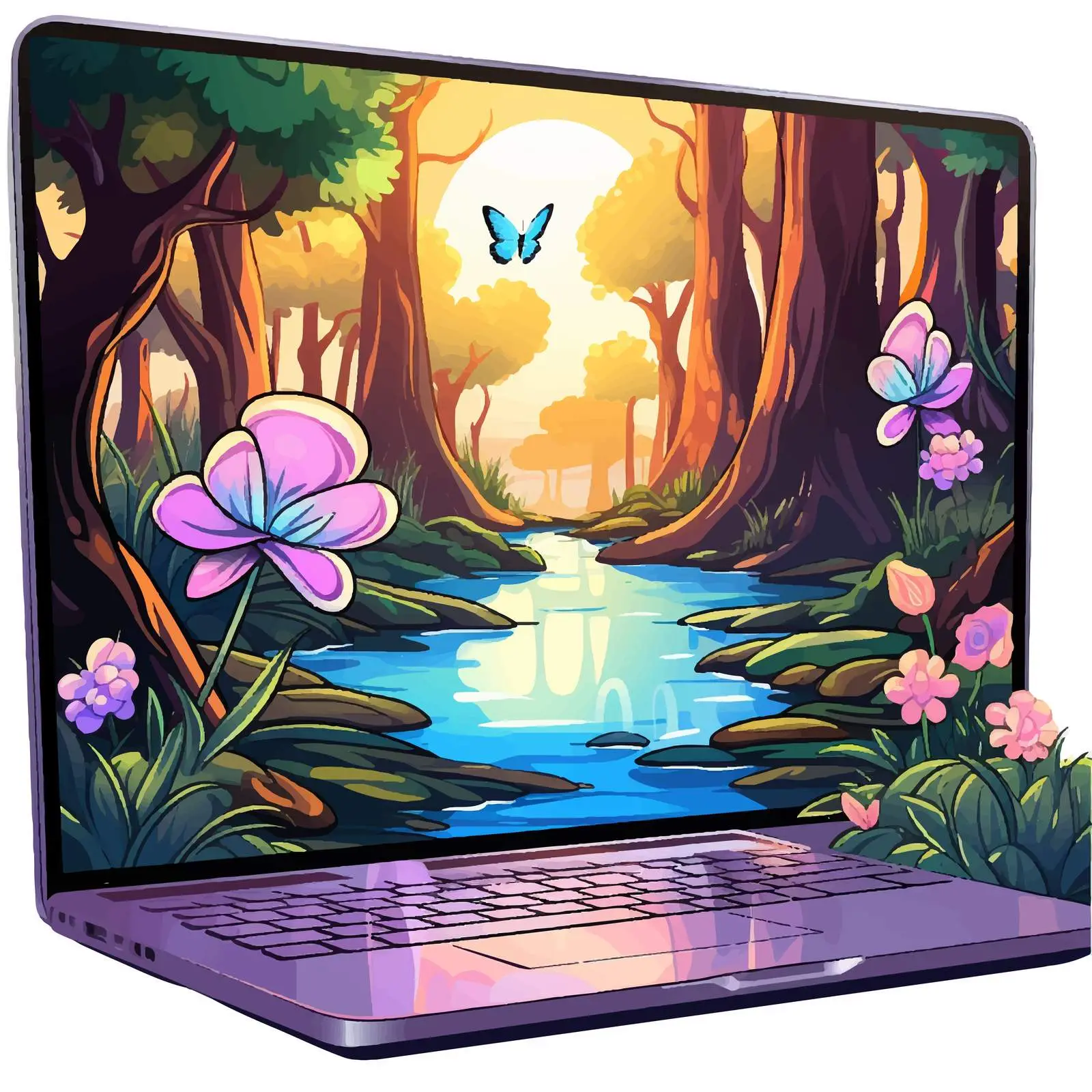 Fairy Themed Laptop Screen Illustration — free download from Dotvec