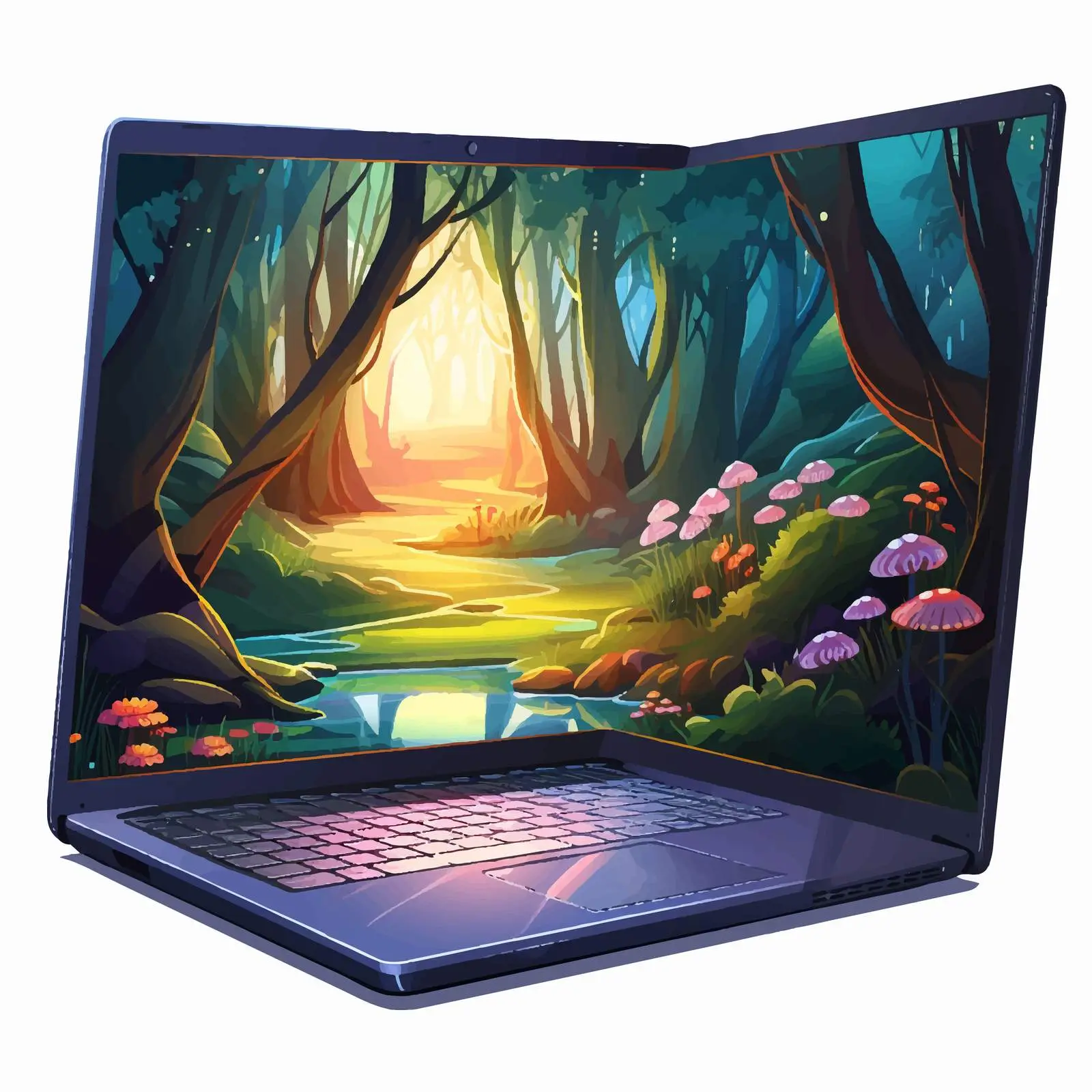 Charming Fairy Scene on Laptop Screen Vector — free download from Dotvec