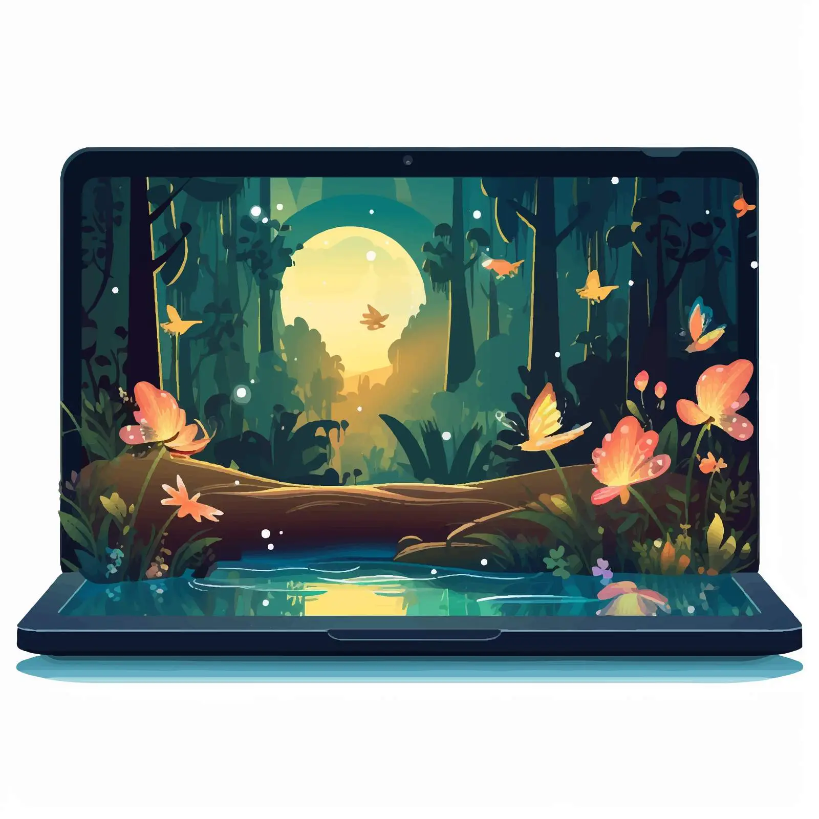 Fairy Scene on Laptop Screen Illustration — free download from Dotvec