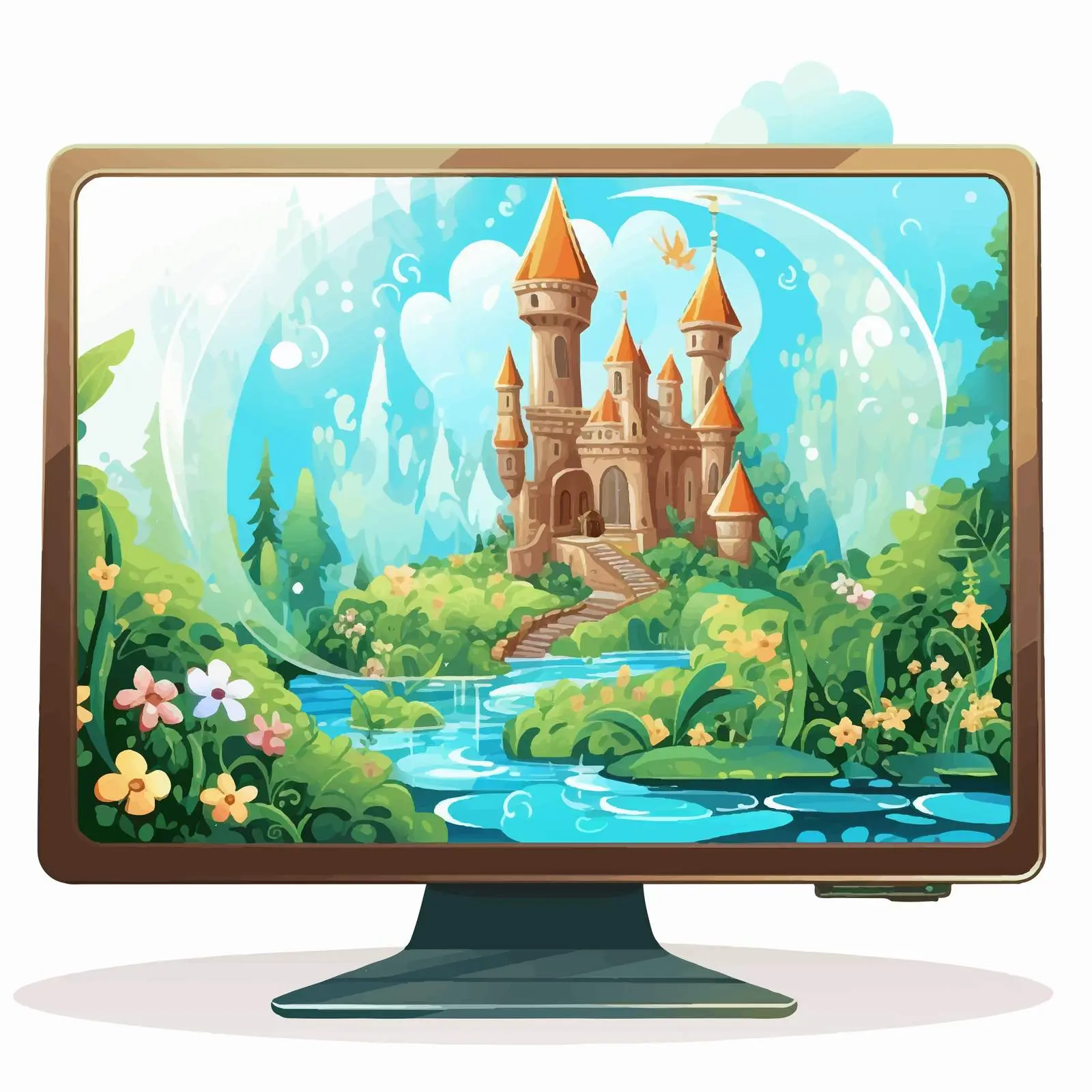 Fairy Tale on Computer Screen Illustration — free download from Dotvec