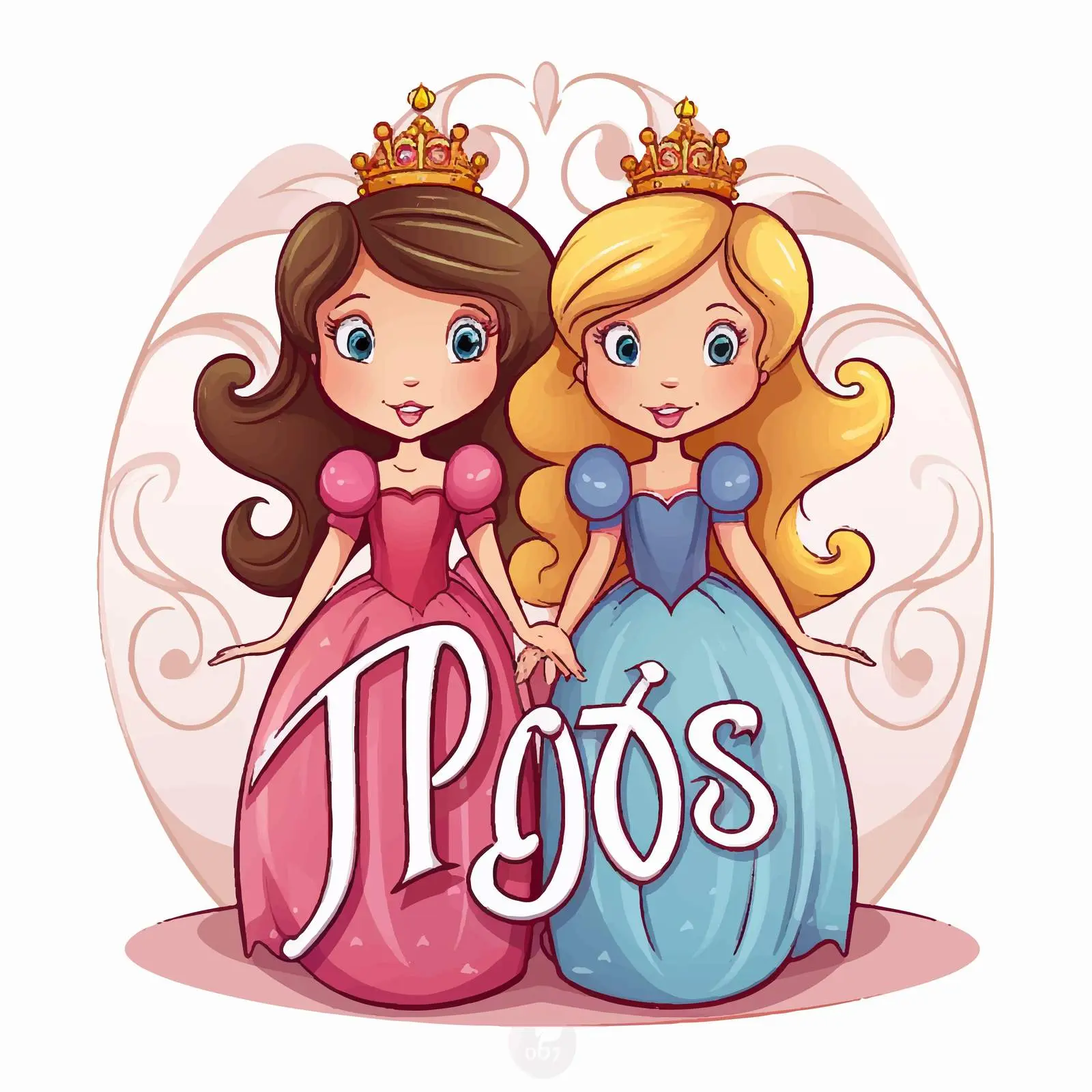 Fairy Tales Logo with Cartoon Princesses — free download from Dotvec