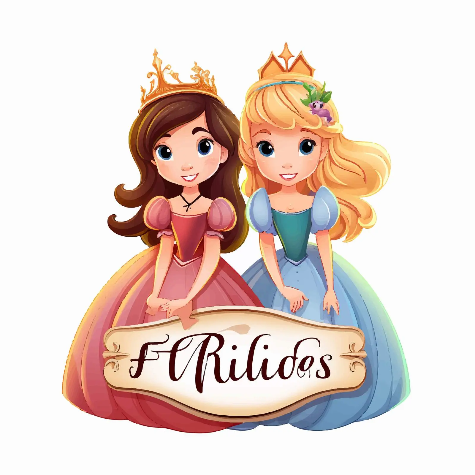 Fairy Tales Logo with Cartoon Princesses — free download from Dotvec
