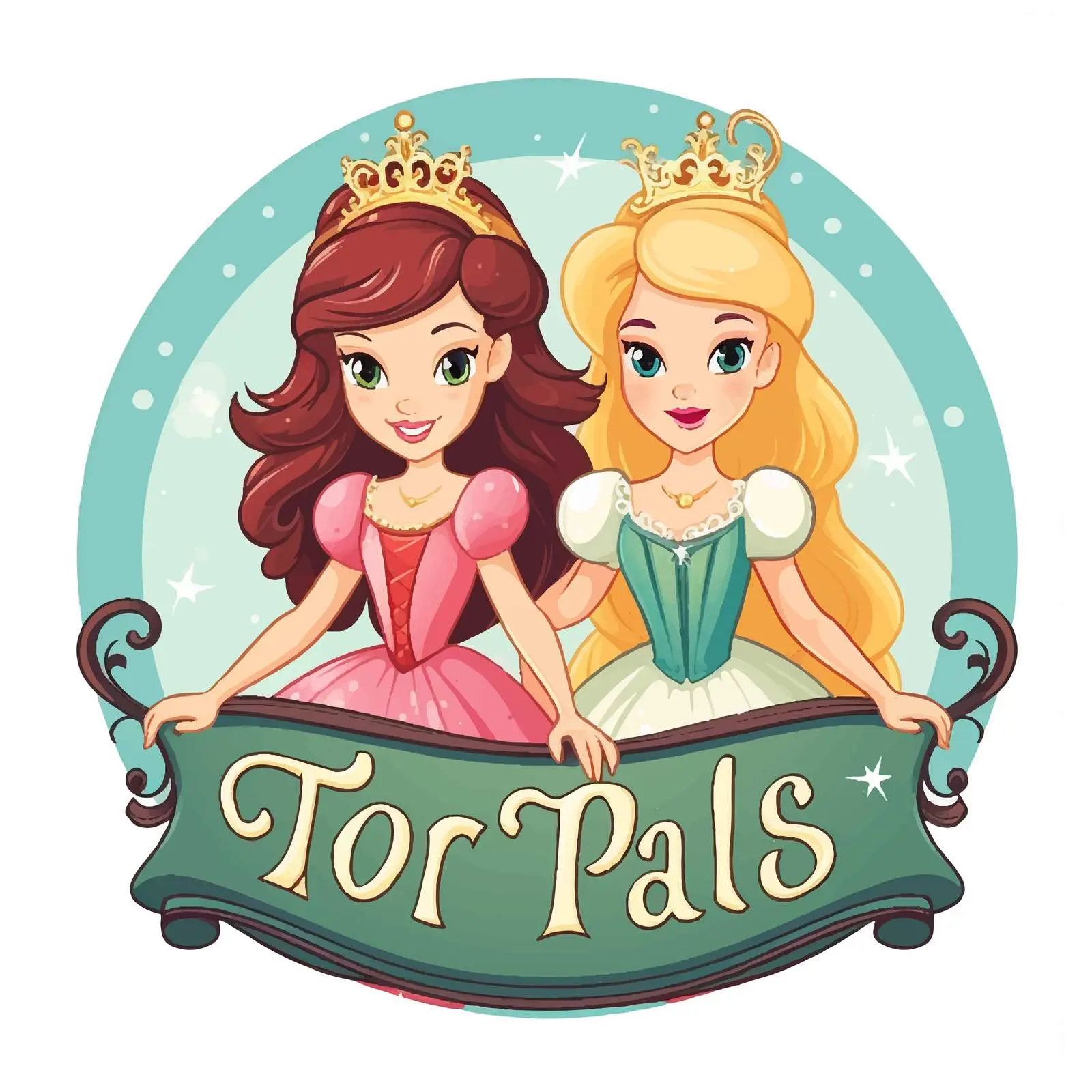 Fairy Tales Logo with Cartoon Princesses — free download from Dotvec