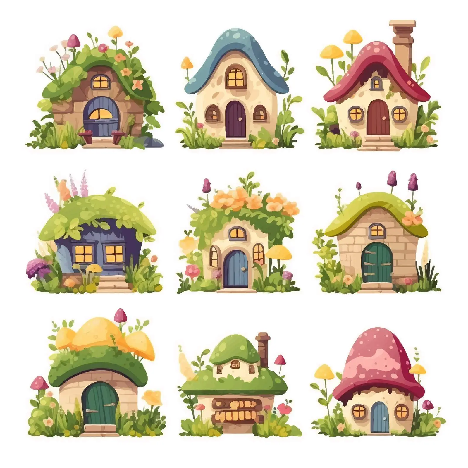 Charming Fairytale Gnome Homes Set — free download from Dotvec