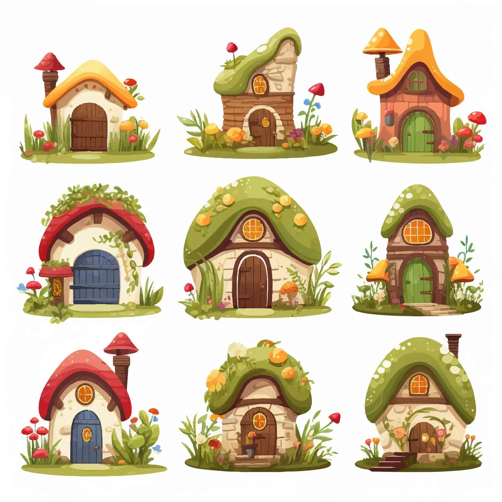 Tiny Fairy Tale Gnome Homes Set – free fairy tale theme image from Dotvec