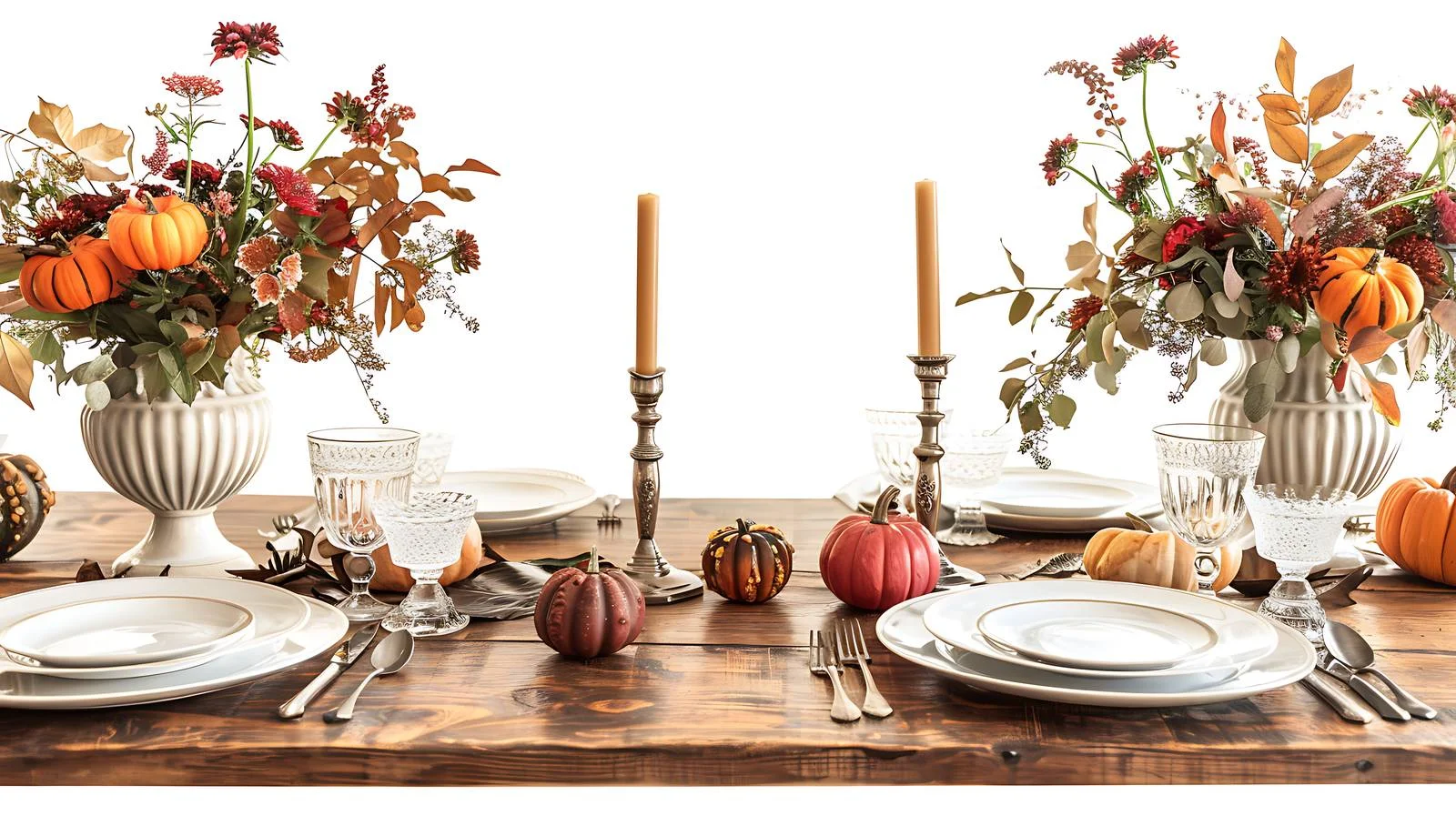 Autumn Dining Setup on Rustic Table — free download from Dotvec