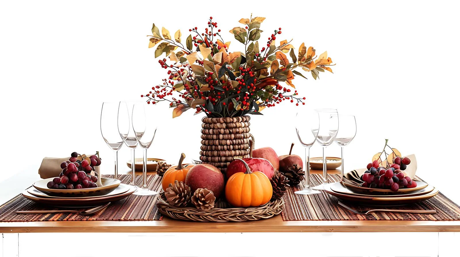 Autumn Table Setting on Rustic Wall — free download from Dotvec