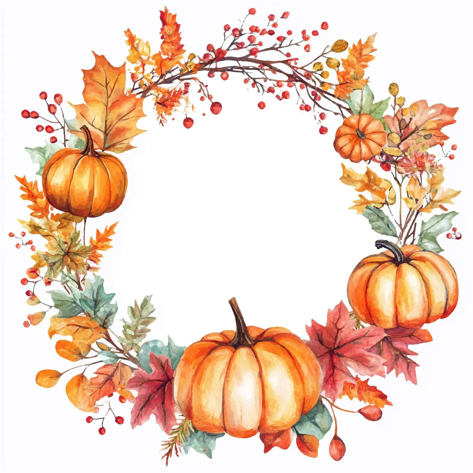 Autumn Wreath with Pumpkins and Leaves — free download from Dotvec