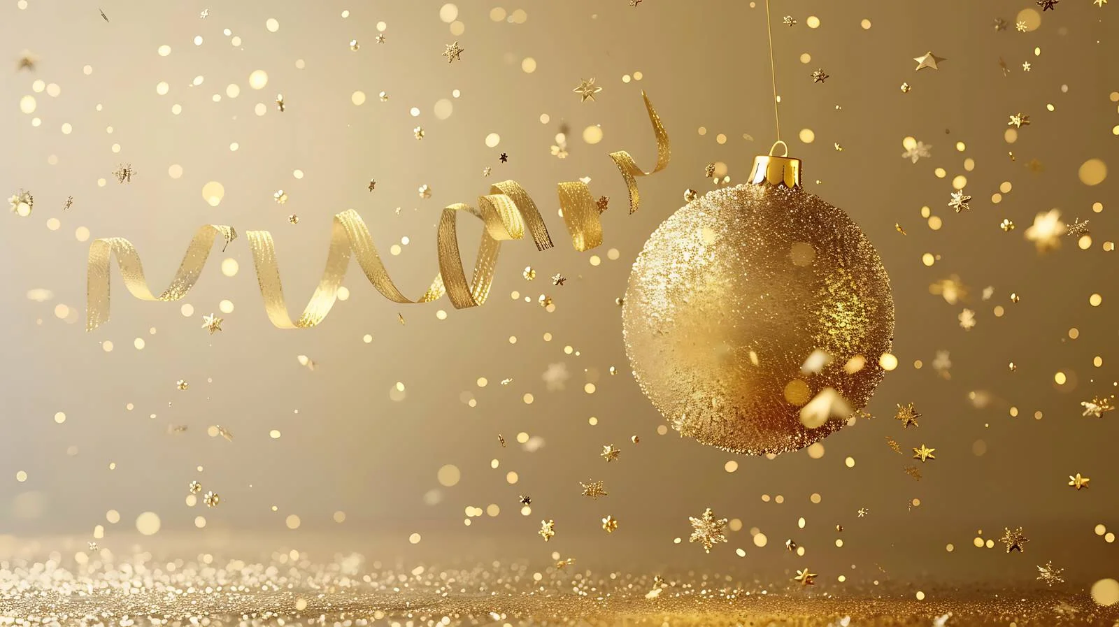 Elegant Falling Golden 3D Christmas Ornament — free download from Dotvec