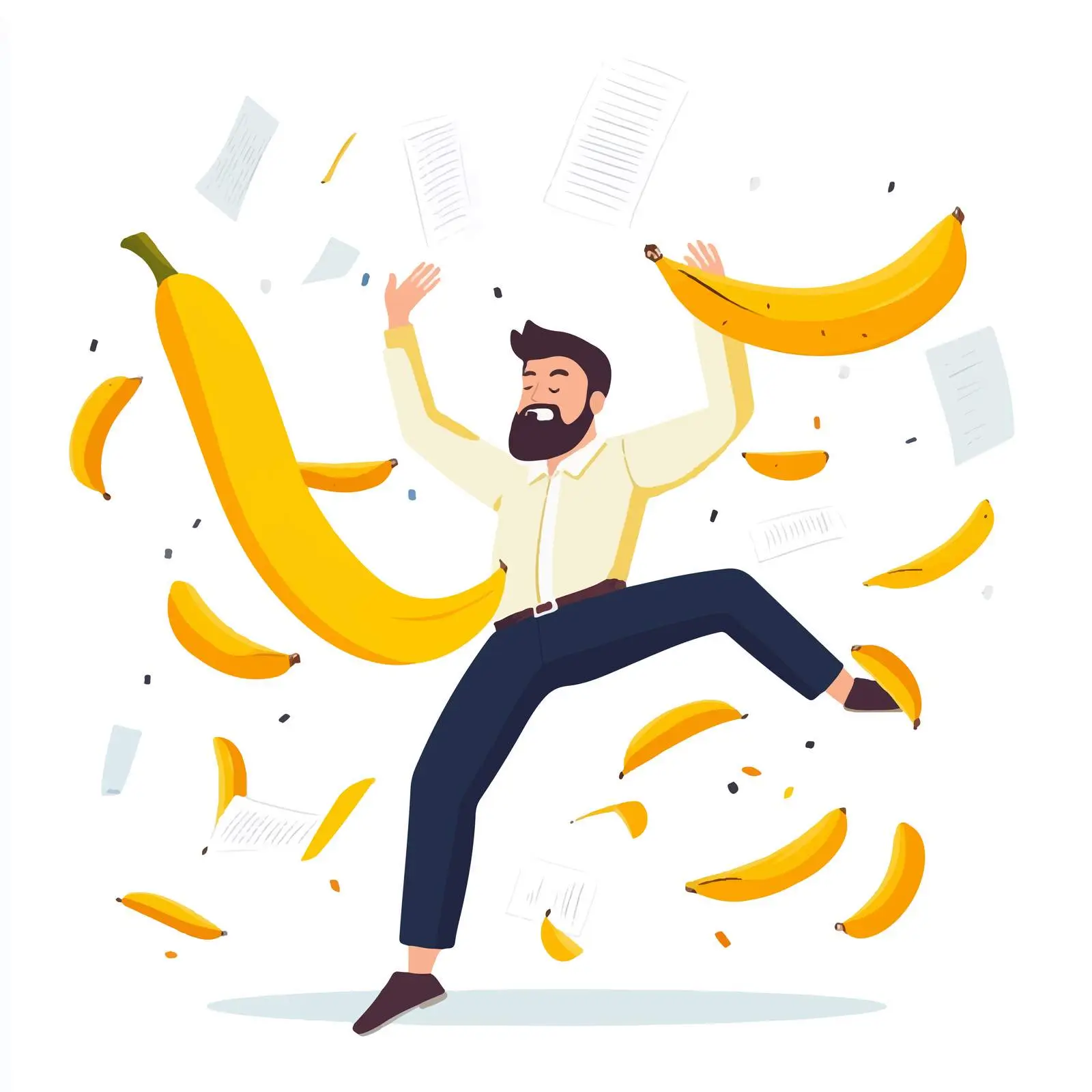 Office Employee Slipping on Banana Peel Vector — free download from Dotvec