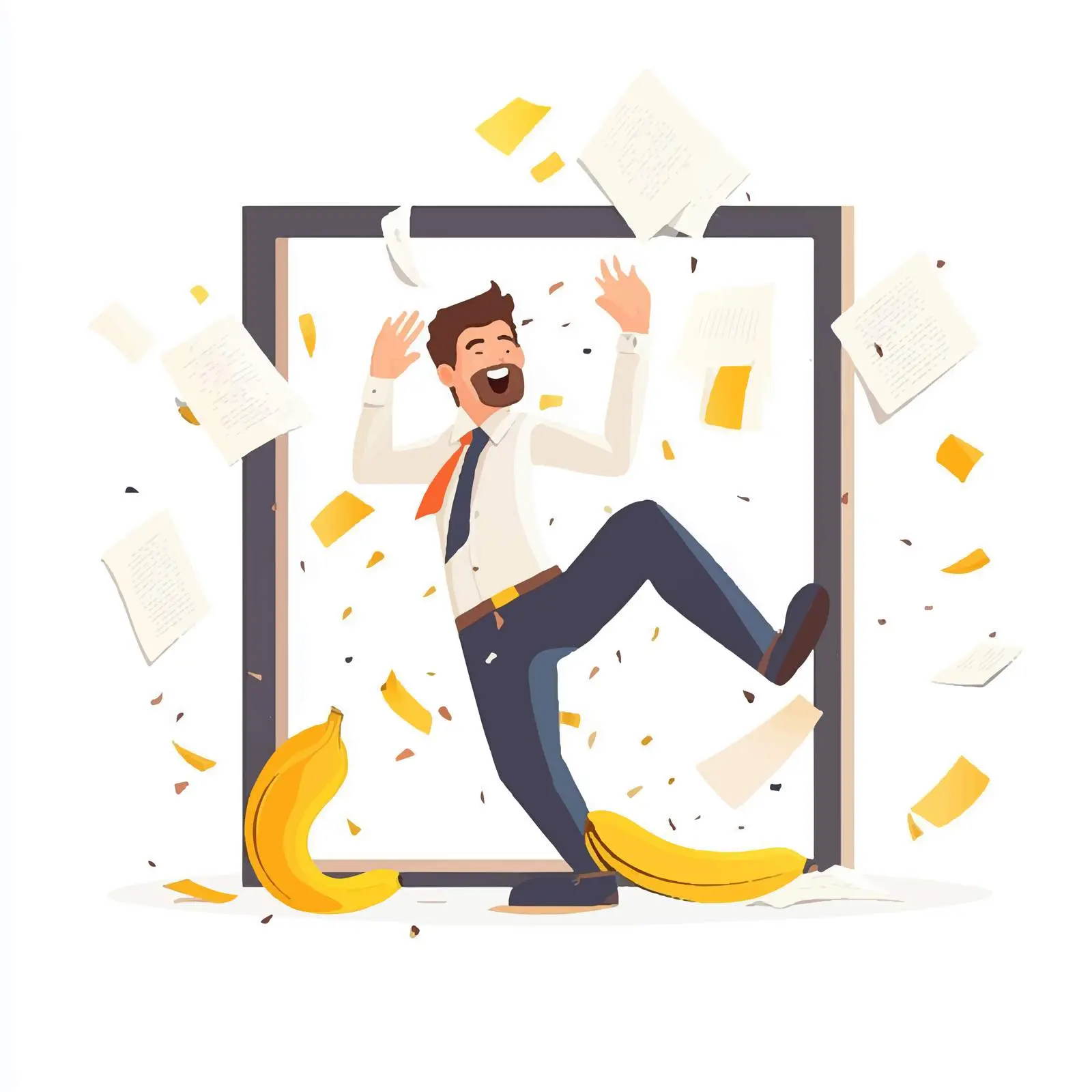Office Employee Slipping on Banana Peel Illustration — free download from Dotvec