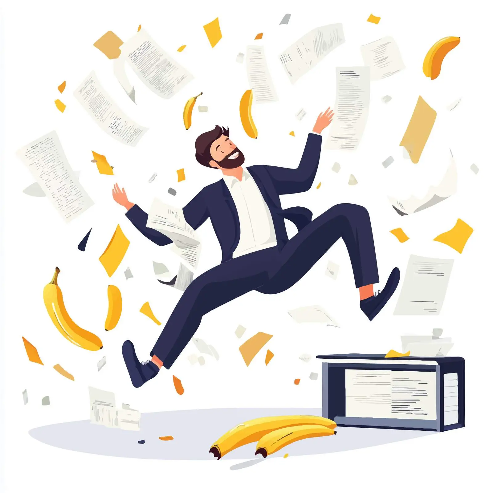 Office Worker Slipping on Banana Peel Vector — free download from Dotvec