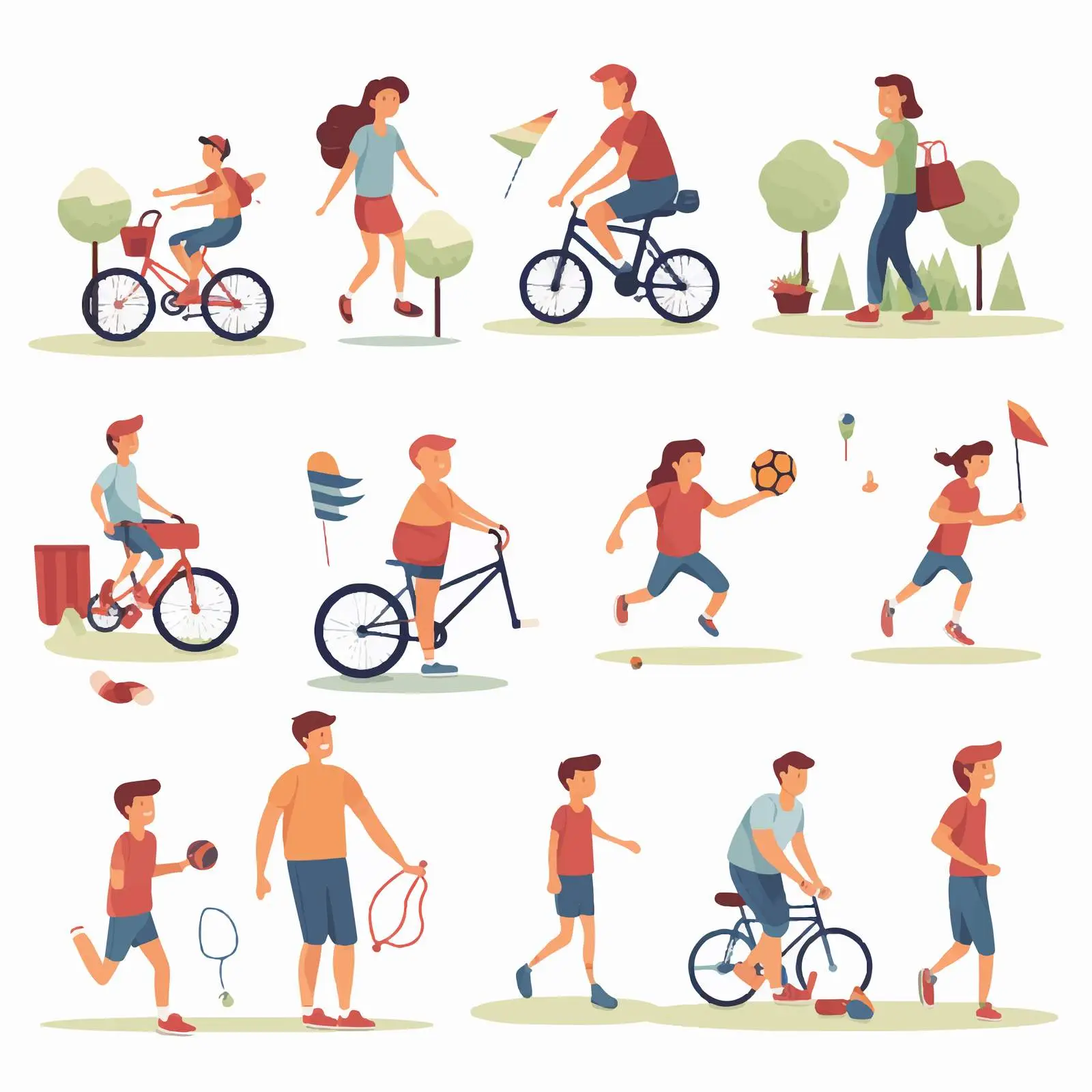 Family Activities Vector Illustrations Set — free download from Dotvec