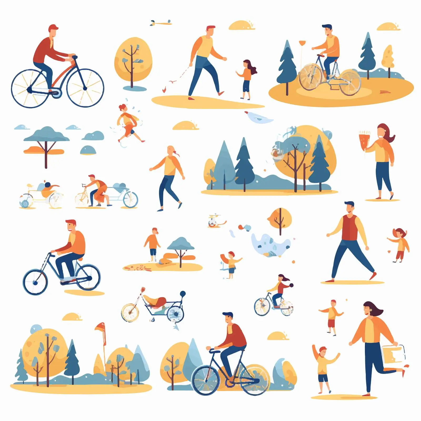 Happy Child Family Activities Vector Illustrations — free download from Dotvec