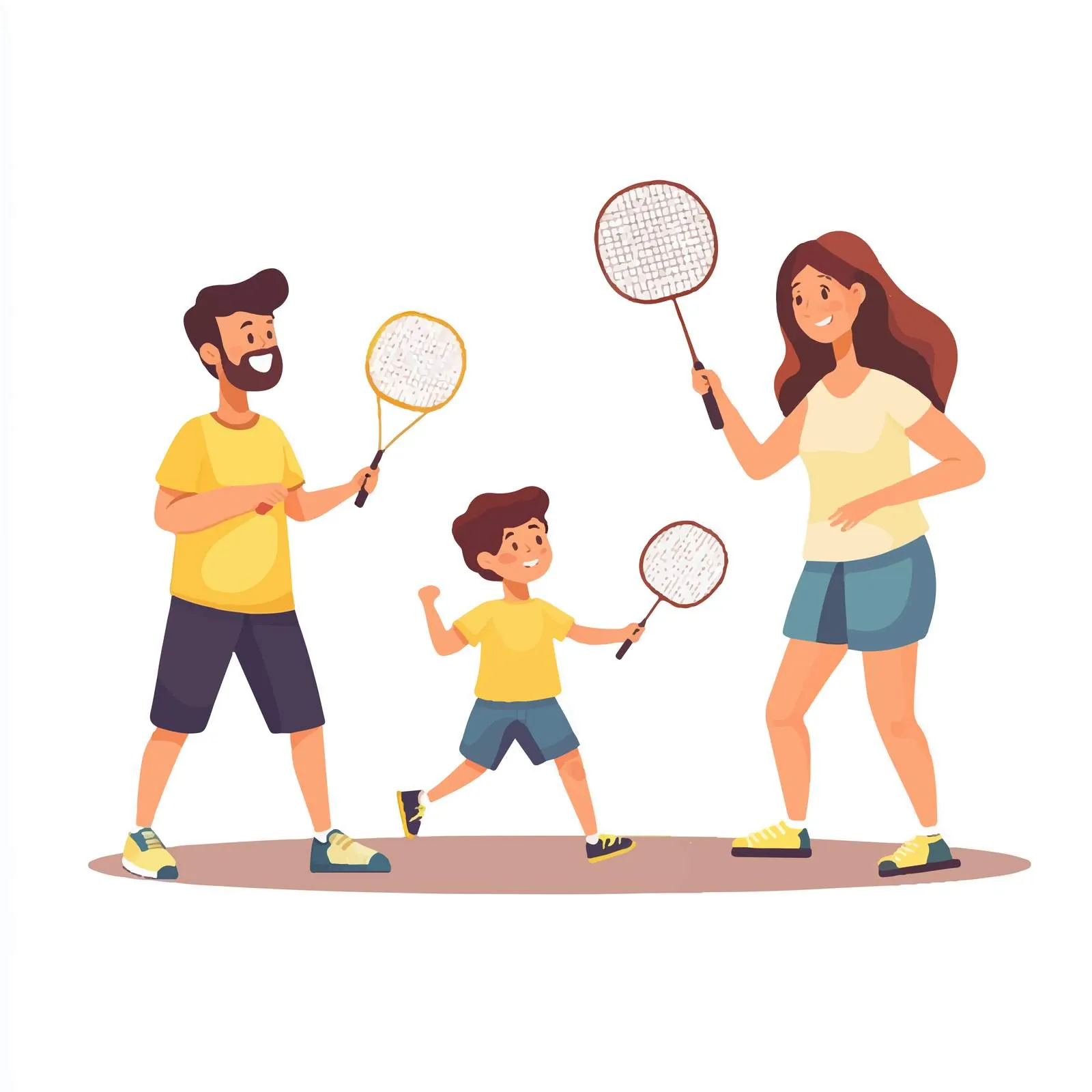 Family Playing Badminton Together in a Fun Game — free download from Dotvec