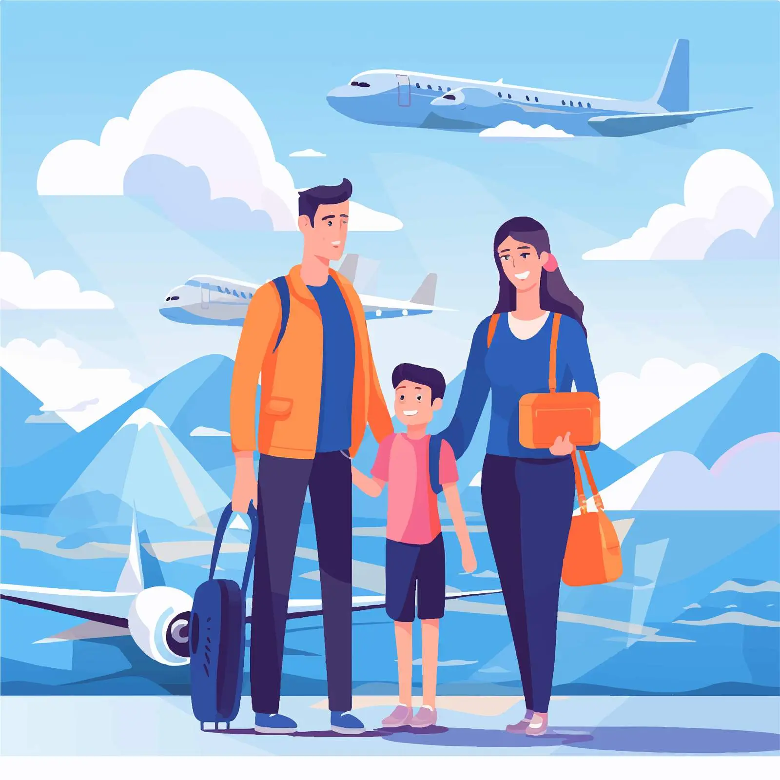 Trendy Young Family Traveling at Airport — free download from Dotvec