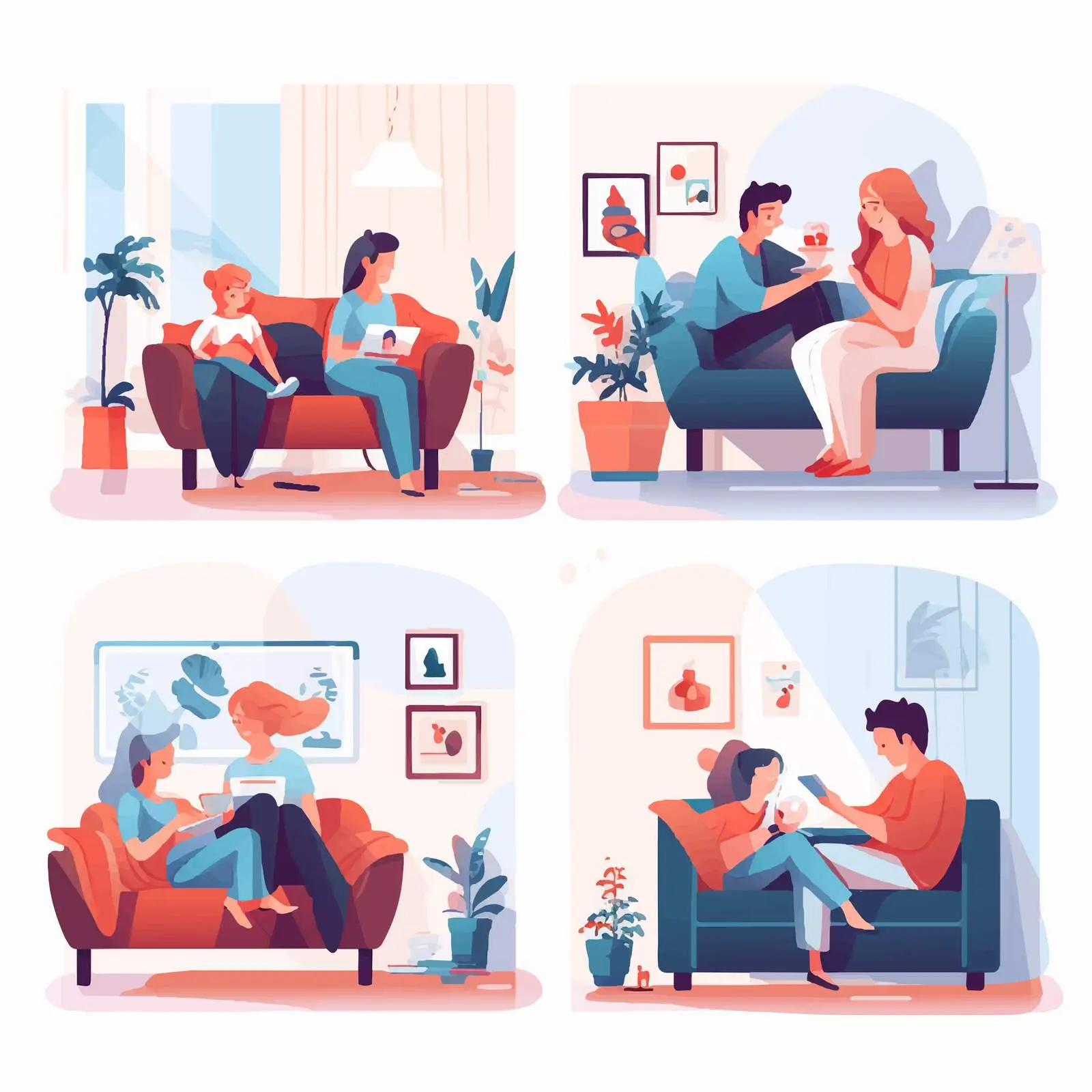 Cozy Family Time at Home Illustration — free download from Dotvec