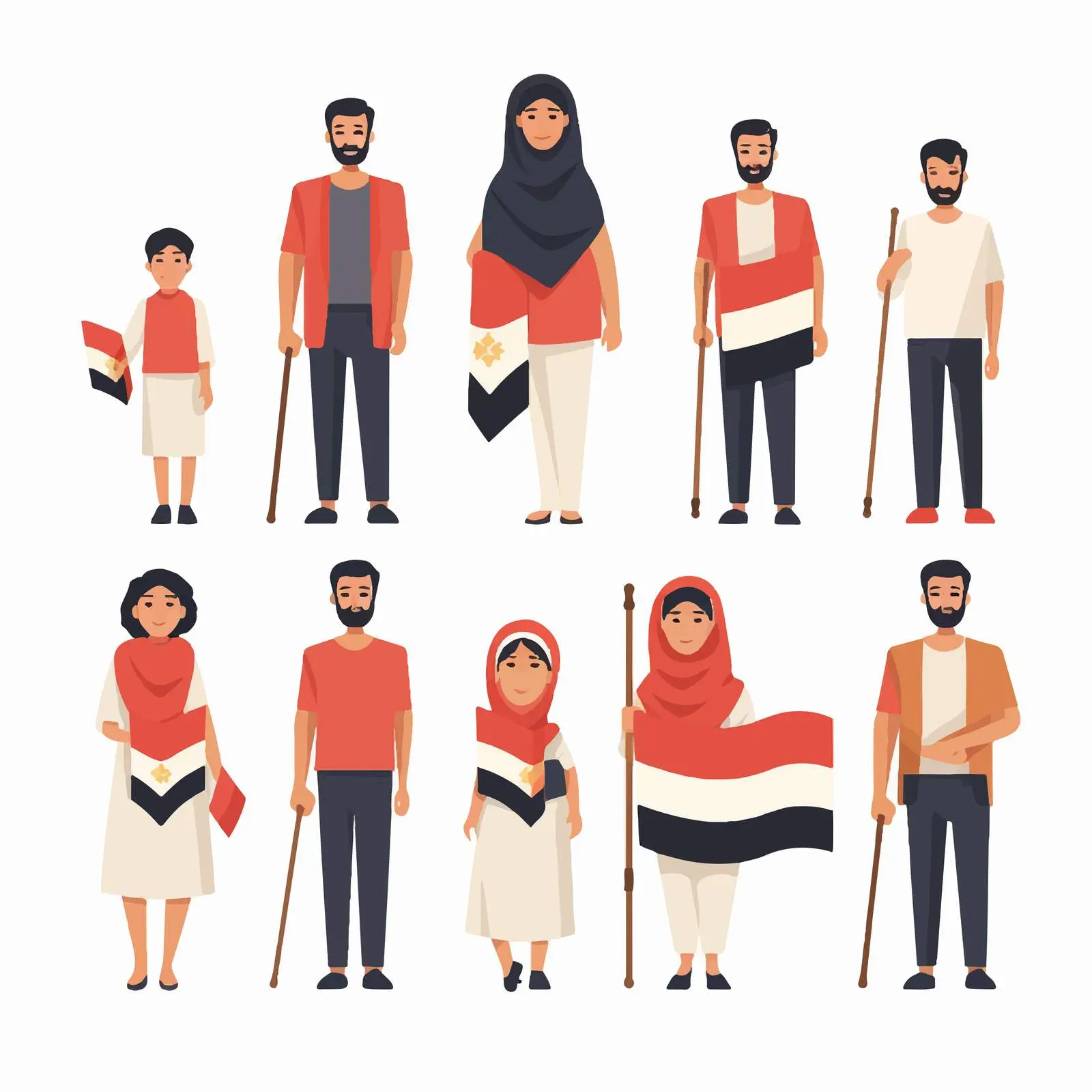 Family Clip Art in National Flag Colors – free social issues image from Dotvec