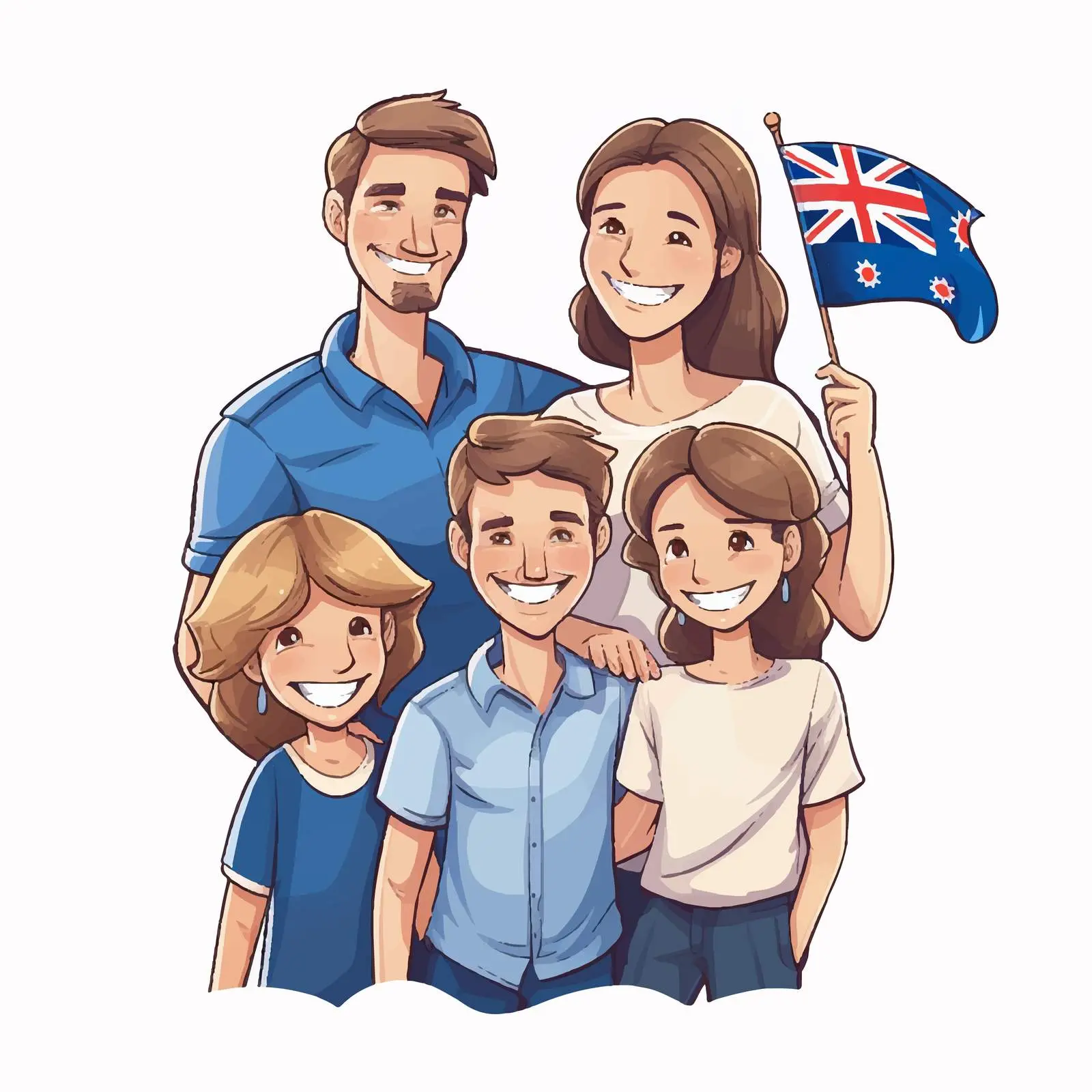 Colorful Family Clip Art with National Flags — free download from Dotvec